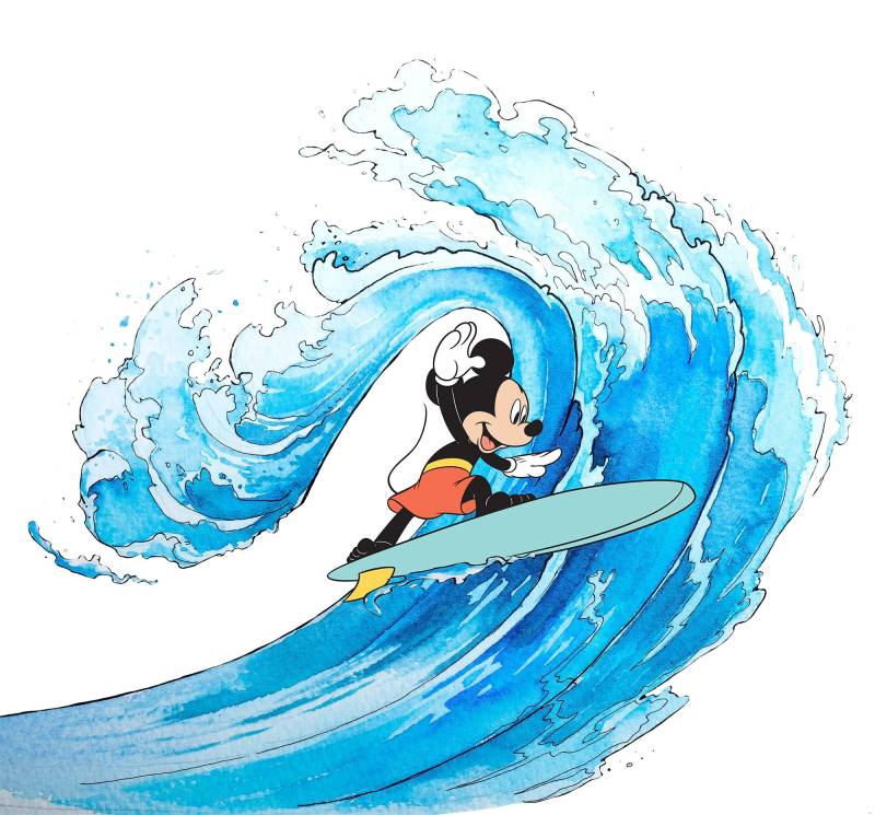 Komar Vliestapete »Digitaldruck Vlies - Mickey Surfing - Grösse 300 x 280 cm«, bedruckt, Kinderzimmer von Komar