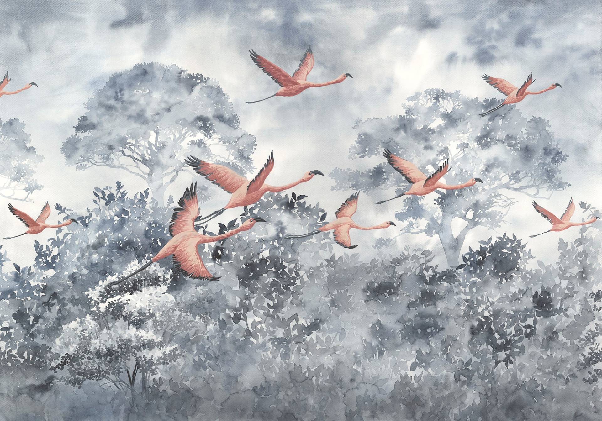 Komar Vliestapete »Flamingos in the Sky« von Komar
