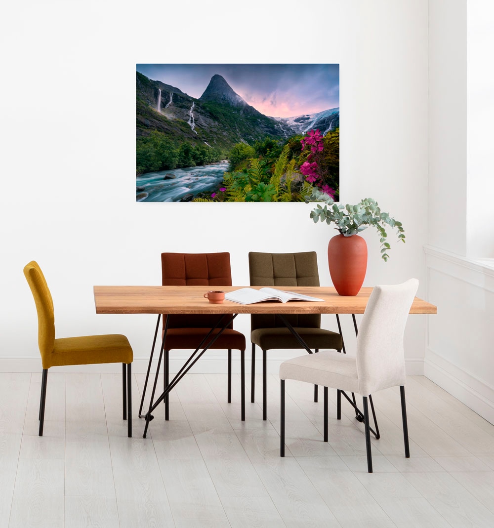 Komar Leinwandbild »Scandinavian Paradise«, Baum-Blätter-Natur-Berge-Blumen-Foto-Jahreszeiten-Landschaft-Meer-Strand-Palmen, (1 St.) von Komar