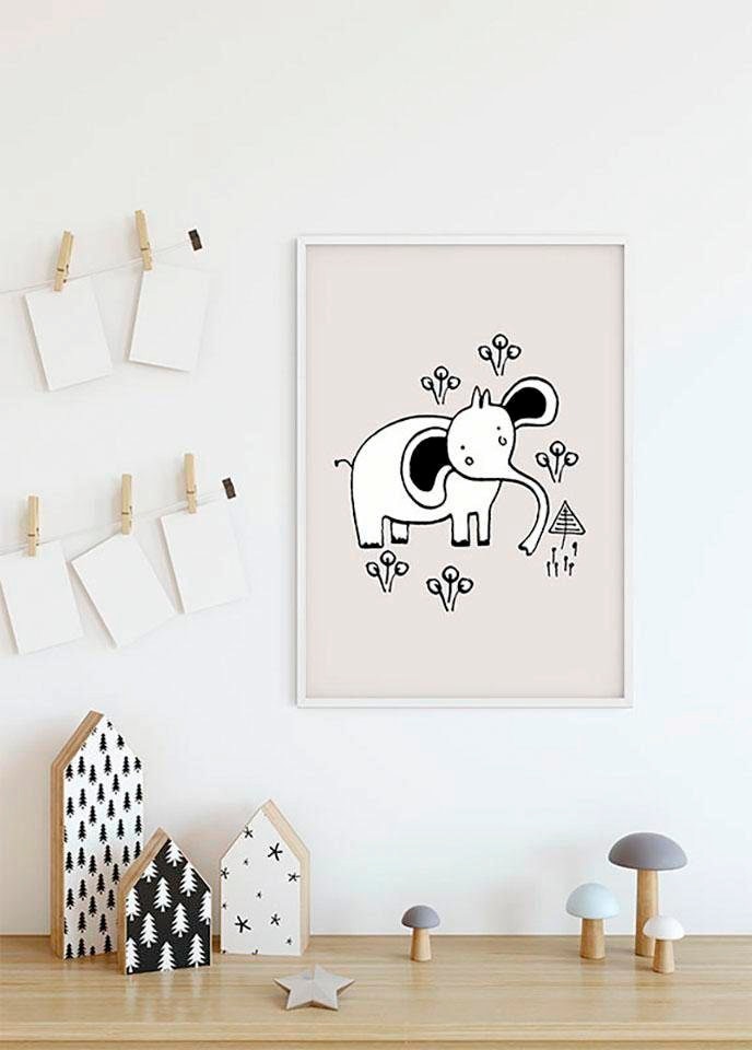 Komar Poster »Scribble Elephant«, Tiere, (1 St.) von Komar