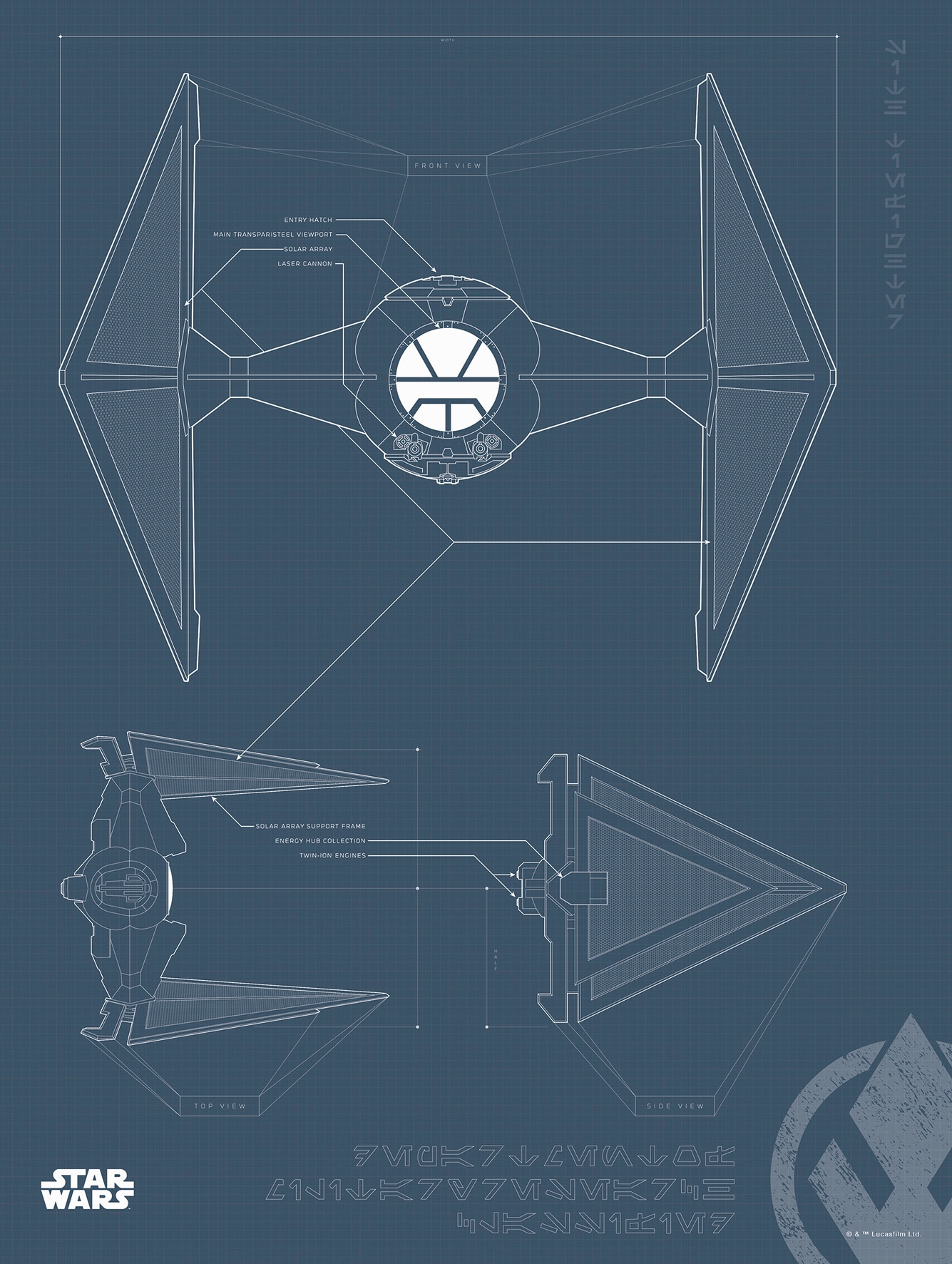 Komar Poster »Star Wars Blueprint Sith TIE-Fighter«, Star Wars, (1 St.) von Komar