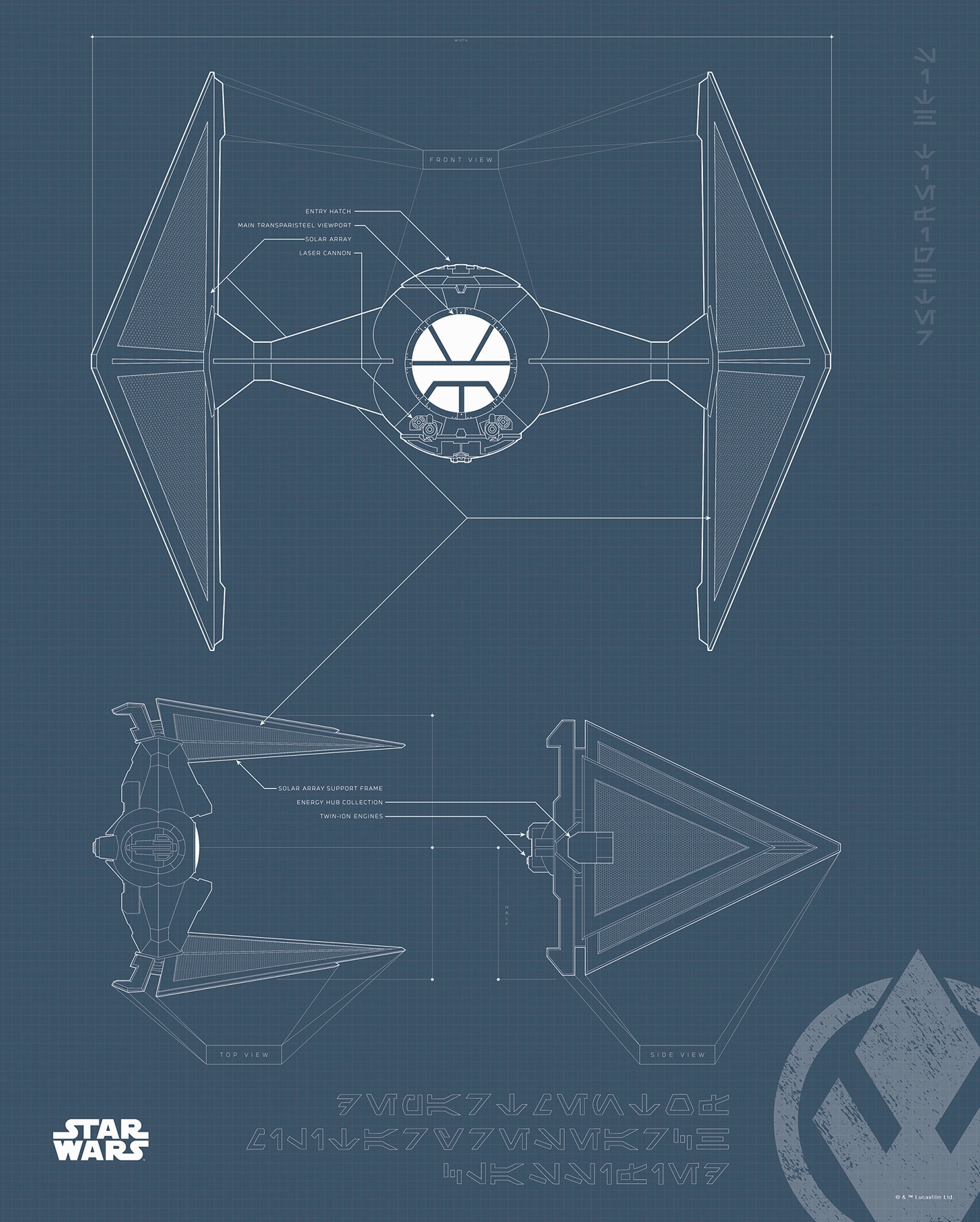 Komar Poster »Star Wars Blueprint Sith TIE-Fighter«, Star Wars, (1 St.) von Komar