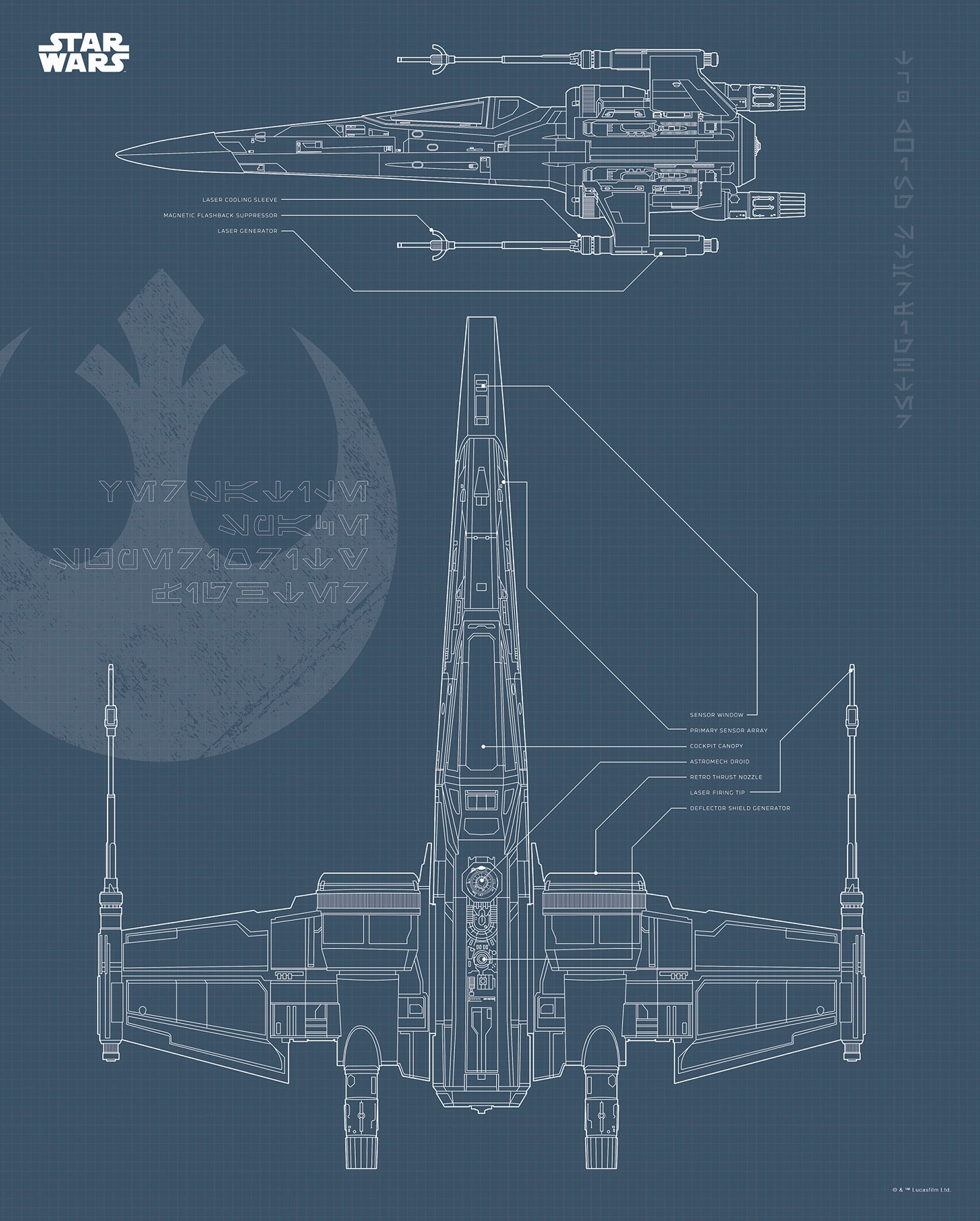 Komar Poster »Star Wars Blueprint X-Wing«, Star Wars, (1 St.) von Komar