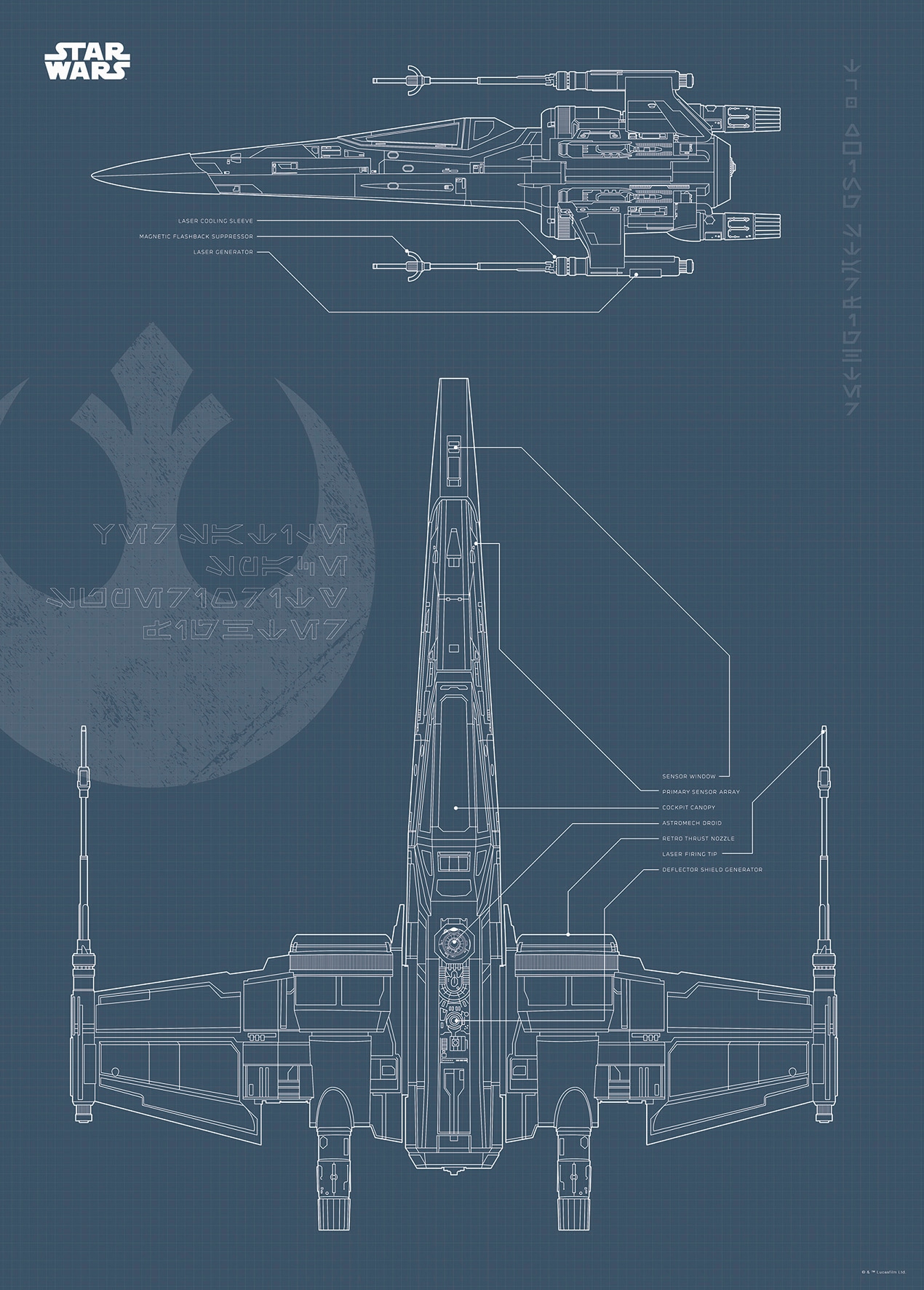 Komar Poster »Star Wars Blueprint X-Wing«, Star Wars, (1 St.) von Komar