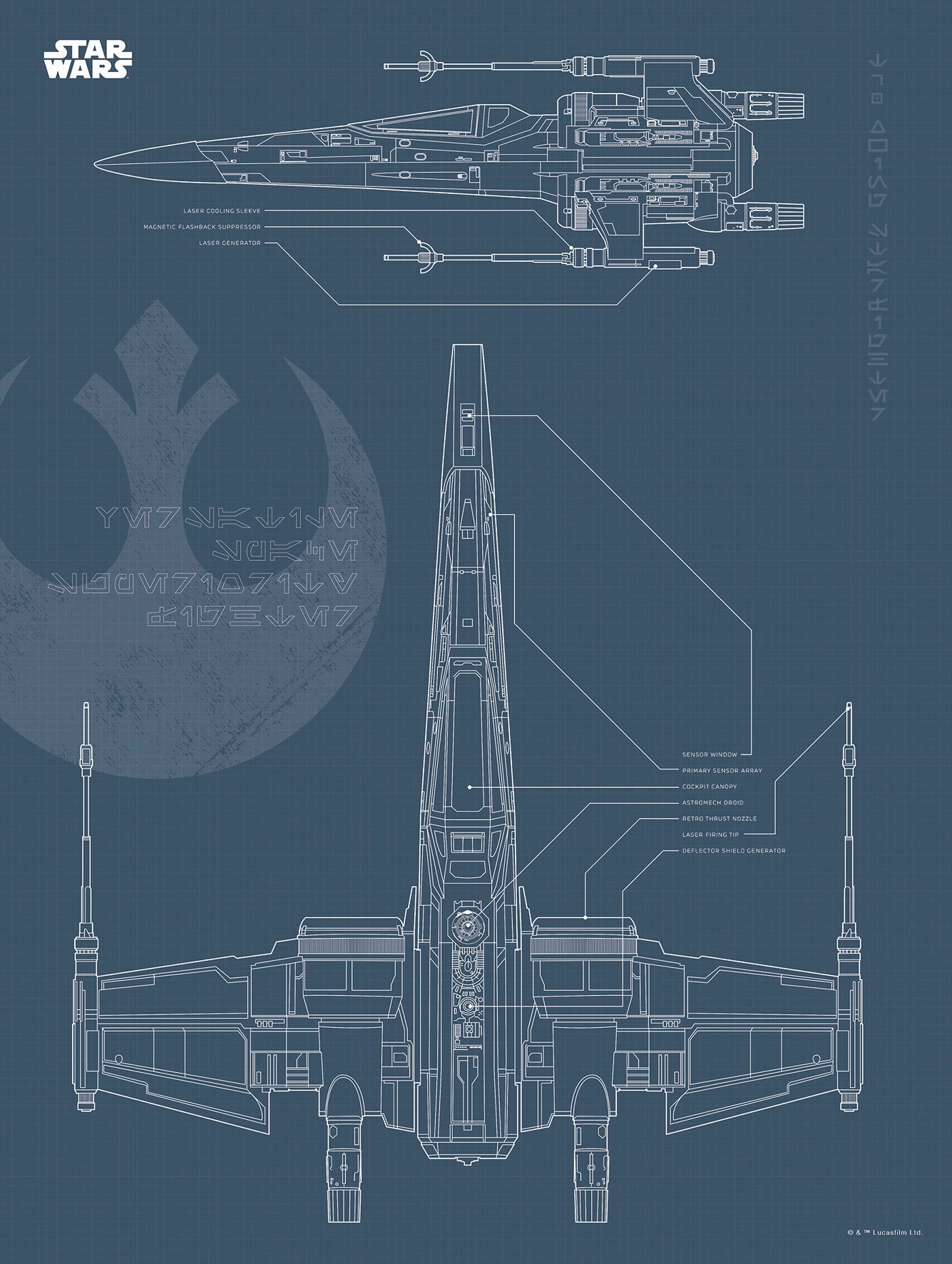 Komar Poster »Star Wars Blueprint X-Wing«, Star Wars, (1 St.) von Komar