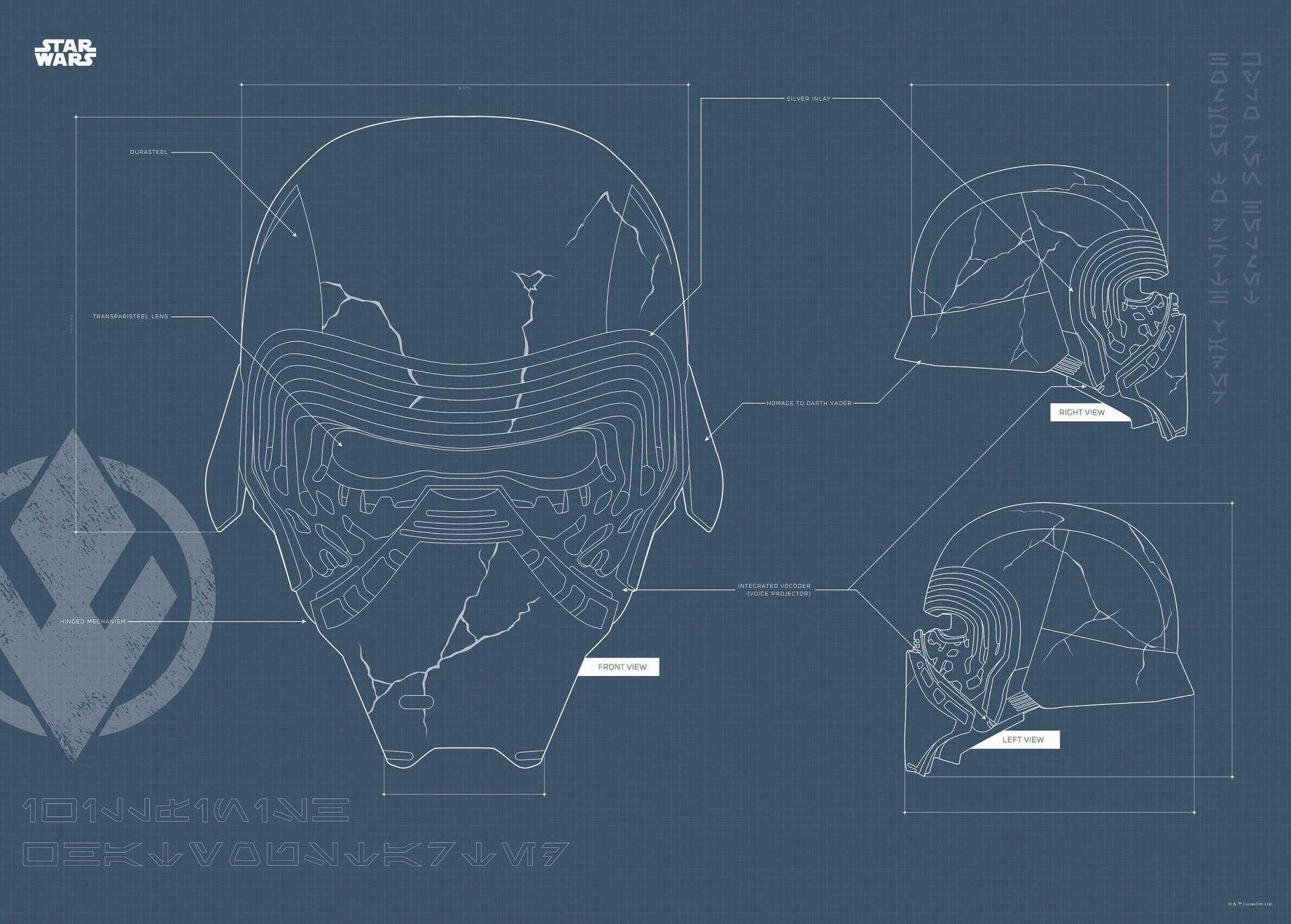 Komar Poster »Star Wars EP9 Blueprint Kylo Helmet«, Star Wars, (1 St.) von Komar