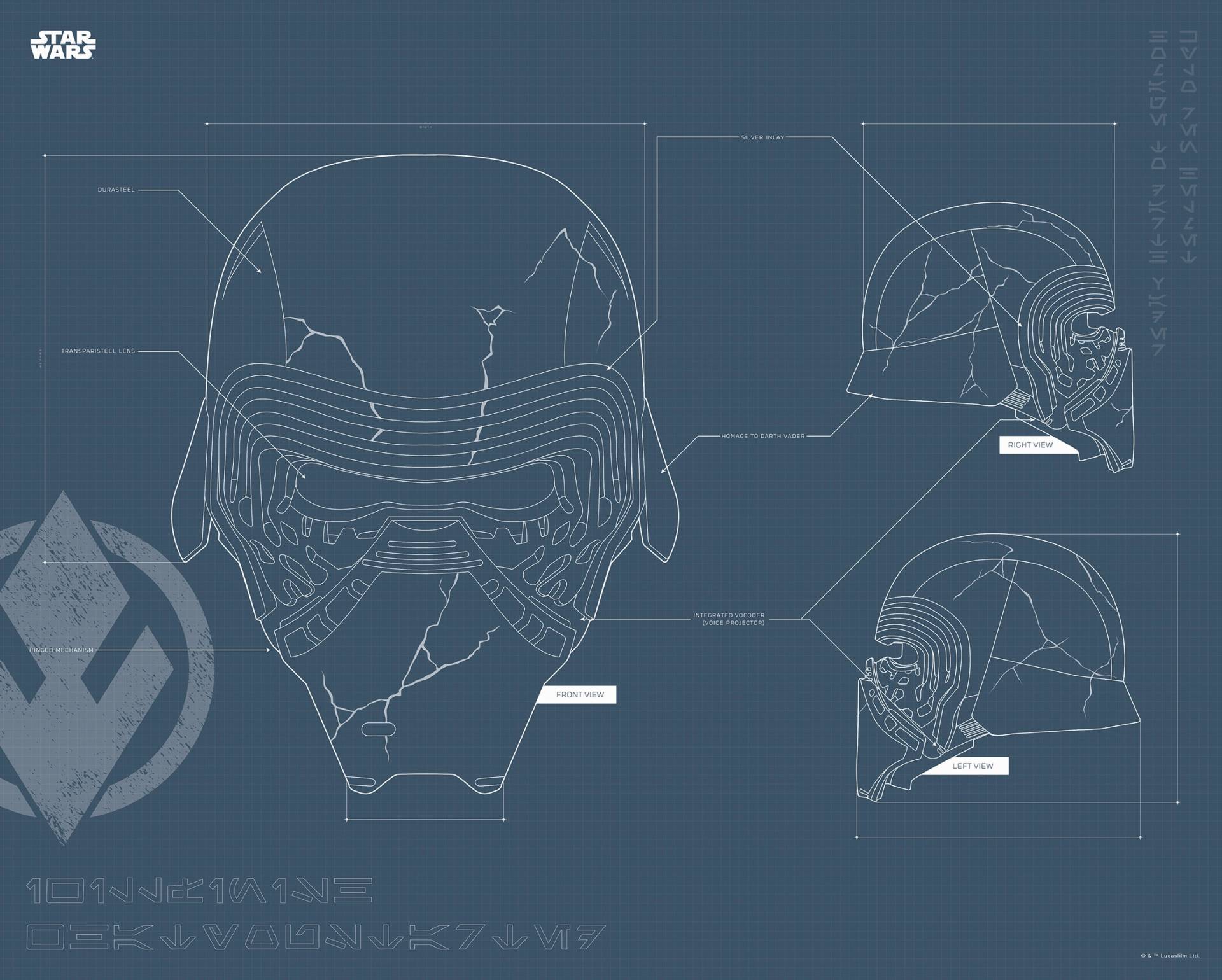 Komar Poster »Star Wars EP9 Blueprint Kylo Helmet«, Star Wars, (1 St.) von Komar