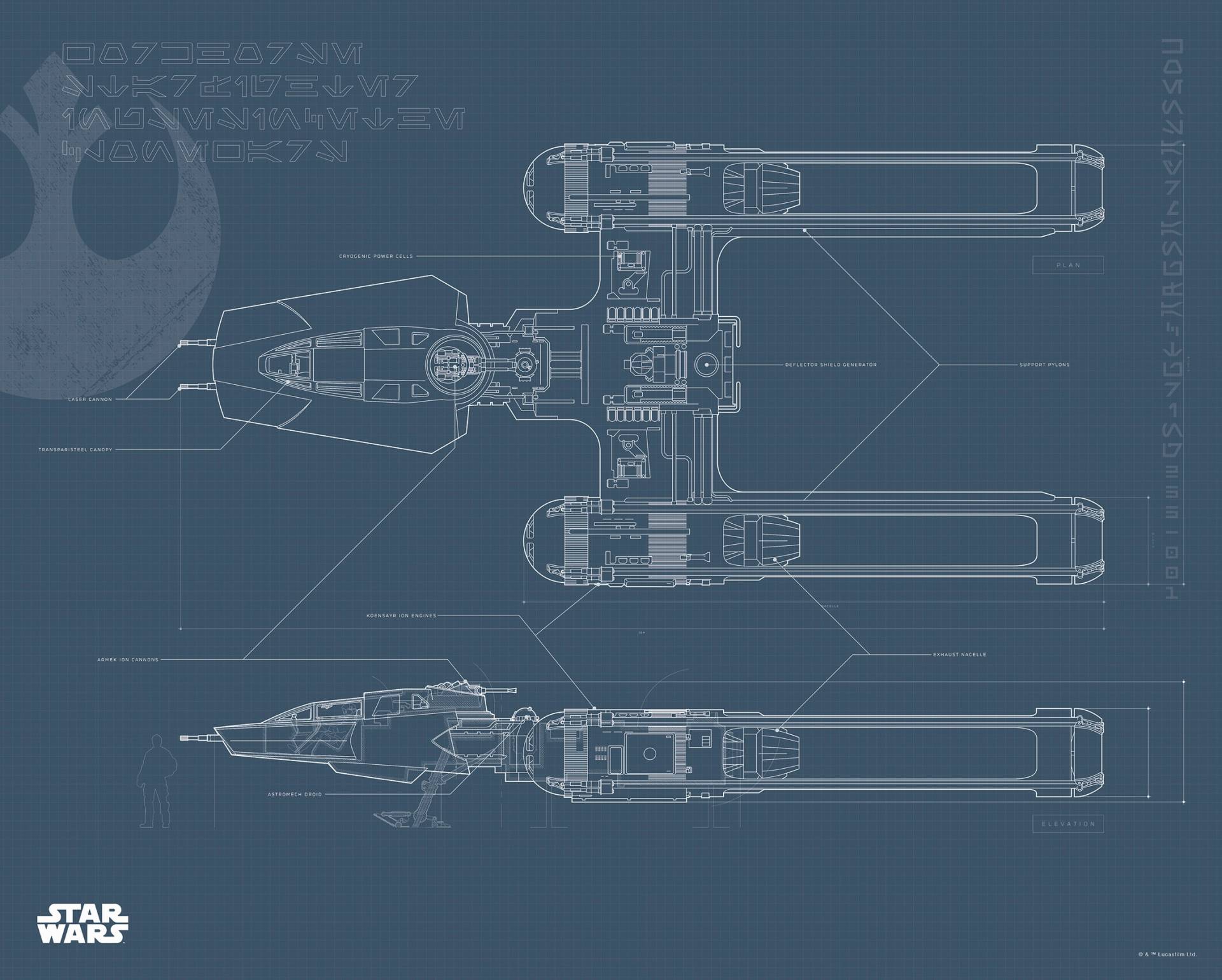 Komar Poster »Star Wars EP9 Blueprint Y-Wing«, Star Wars, (1 St.) von Komar