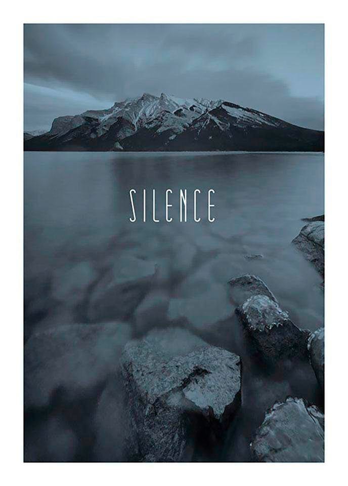 Komar Poster »Word Lake Silence Steel«, Natur, (1 St.) von Komar