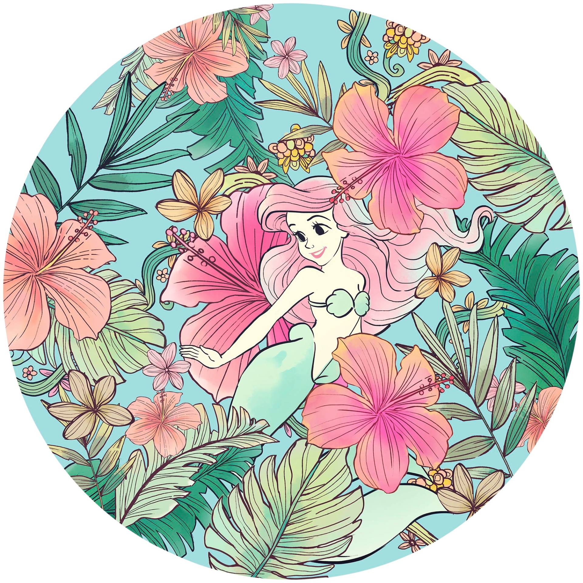 Komar Vliestapete »Vlies selbstklebend - Ariel Ocean Flowers - Grösse 125 x 125 cm«, bedruckt, Kinderzimmer von Komar