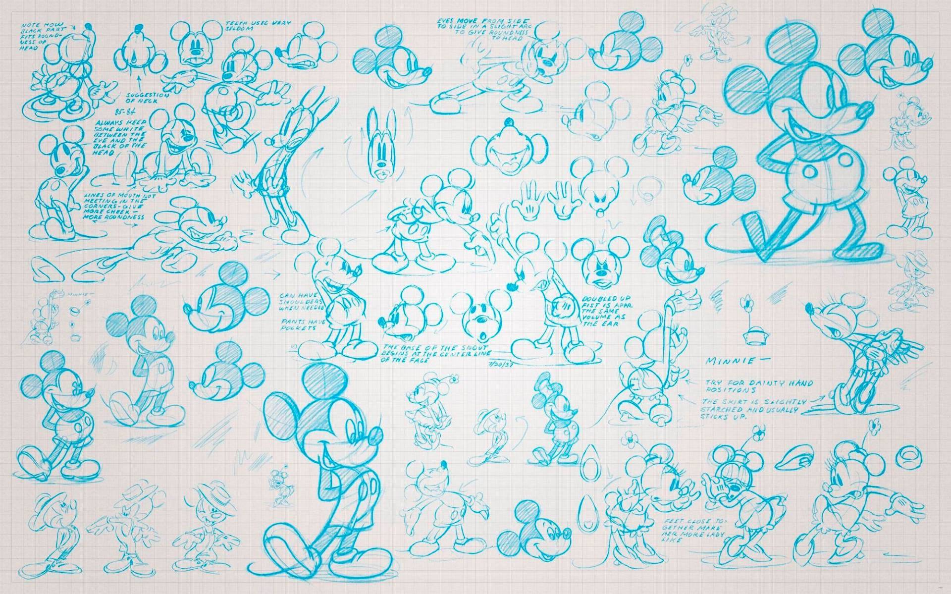 Komar Vliestapete »Mickey Sketches«, 400x250 cm (Breite x Höhe), Vliestapete, 100 cm Bahnbreite von Komar