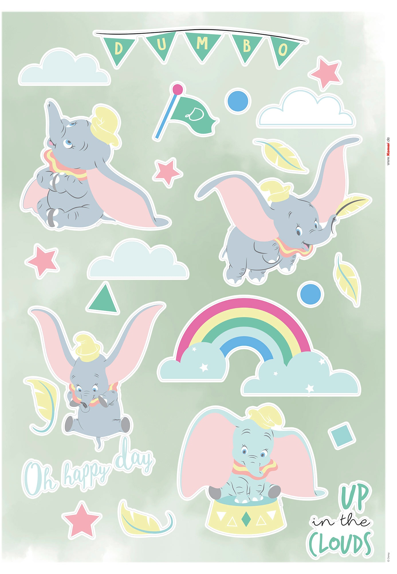 Komar Wandtattoo »Dumbo Daydream - Grösse 50 x 70 cm«, (26 St.), selbstklebend, Wandsticker, Kinderzimmer von Komar