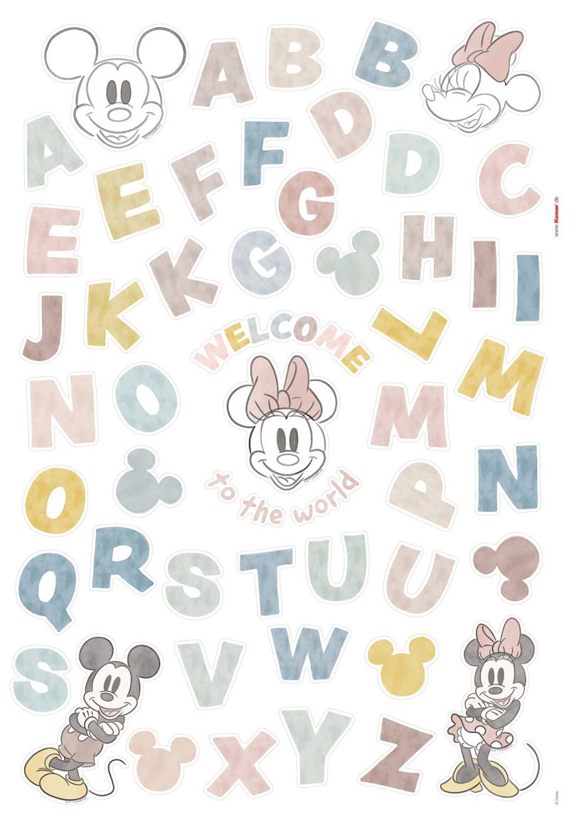 Komar Wandtattoo »Mickey Alphabet - Grösse 50 x 70 cm«, (56 St.), selbstklebend, Wandsticker, Kinderzimmer von Komar