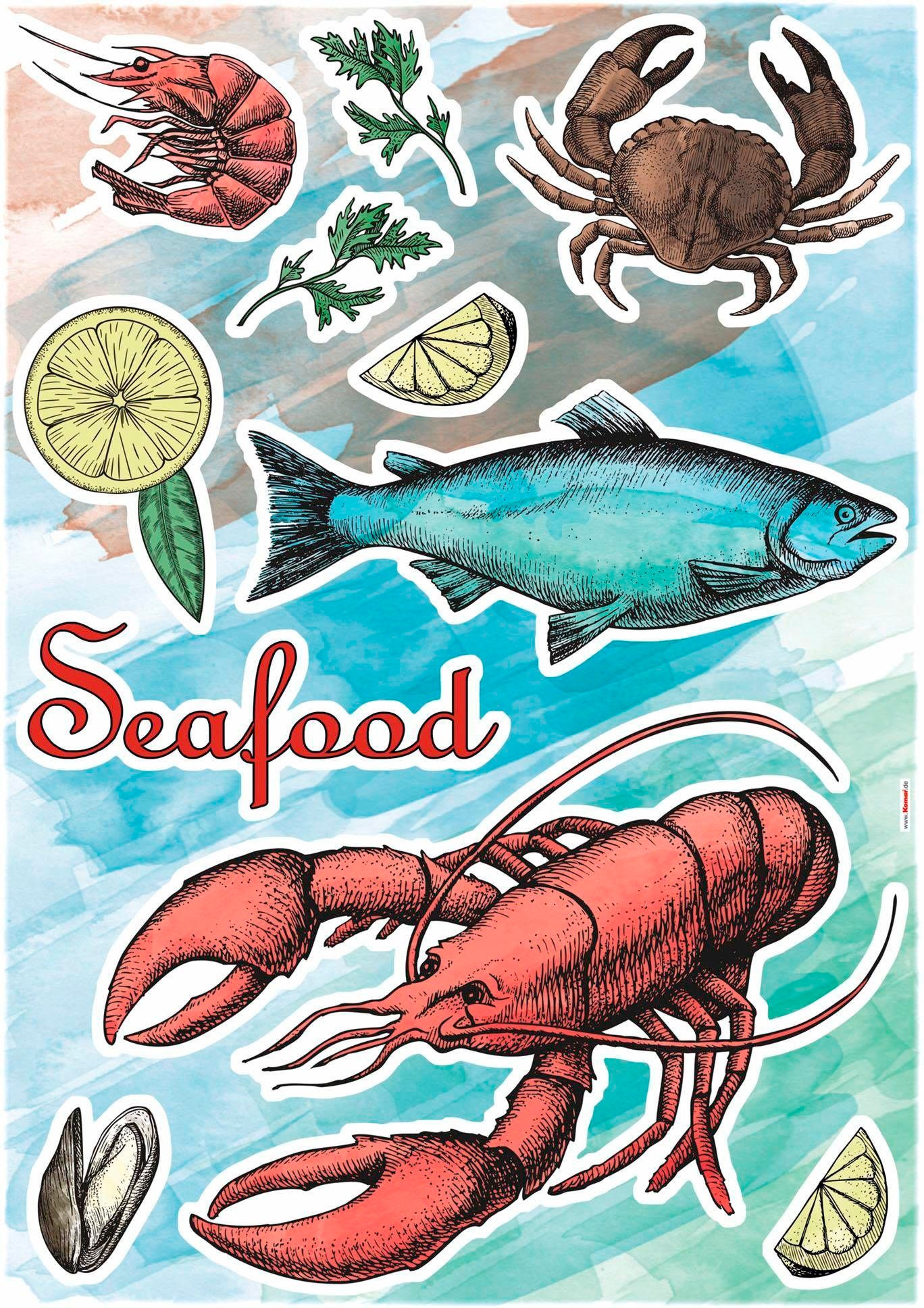 Komar Wandtattoo »Seafood - Grösse 50 x 70 cm«, selbstklebend, Wandsticker Komar Wandtattoo »Seafood - Grösse 50 x 70 cm«, selbstklebend, Wandsticker von Komar