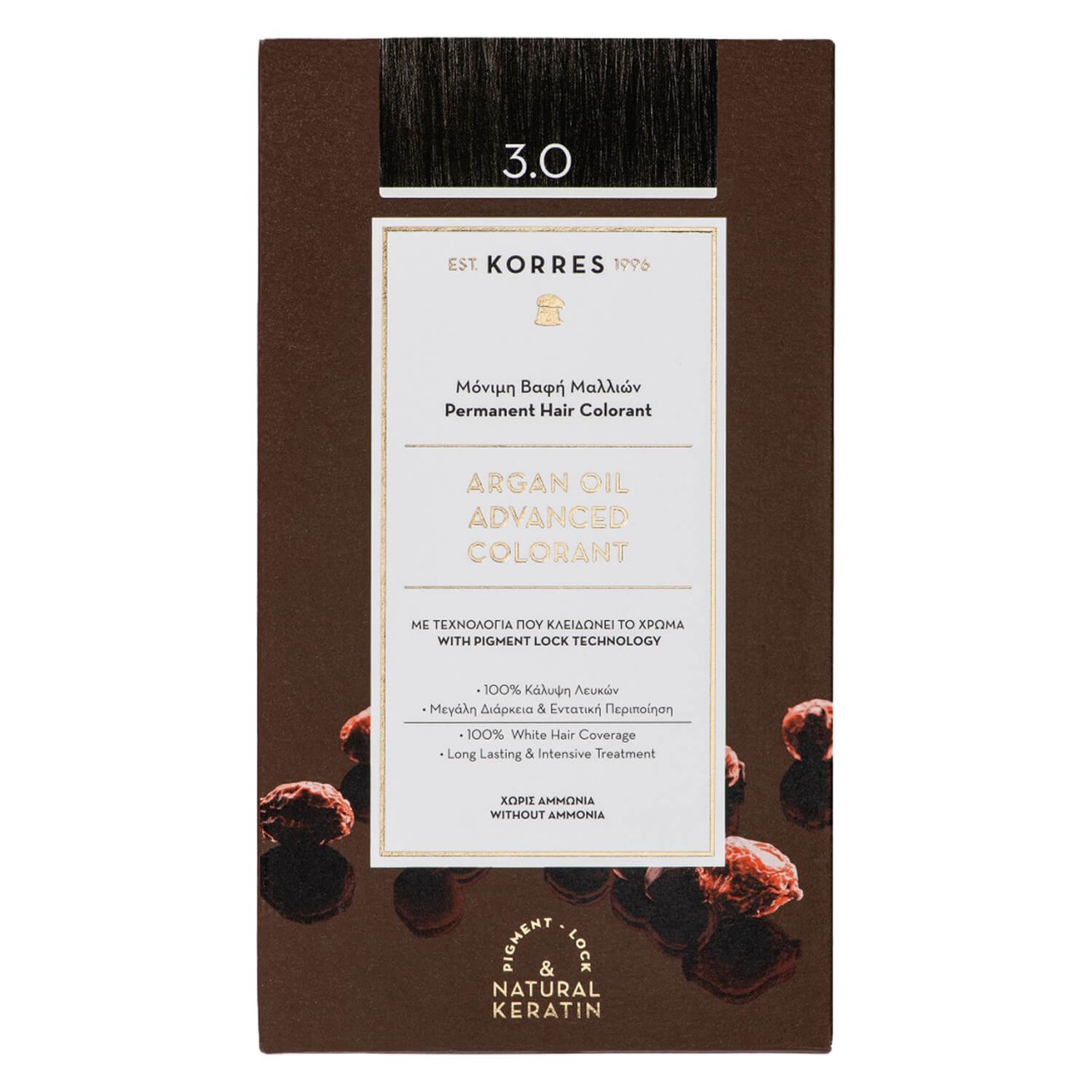 Korres Color - Argan Oil Advanced Hair Colorant Dark Brown 3.0 von Korres