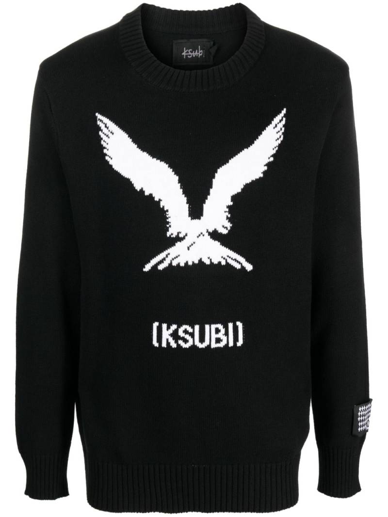 Ksubi logo-intarsia knitted cotton jumper - Black von Ksubi