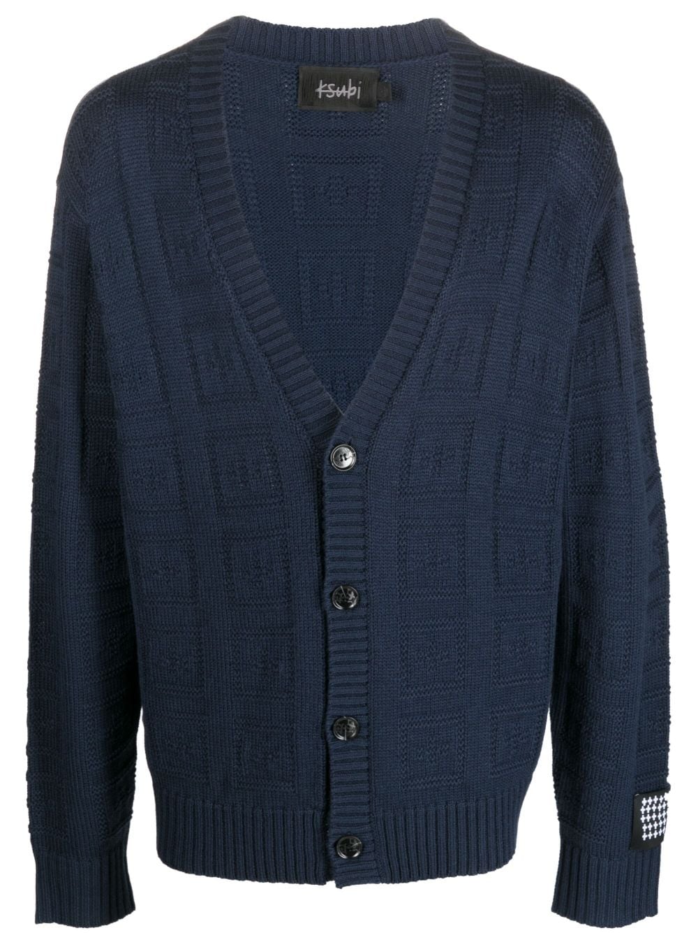 Ksubi logo-intarsia wool-blend cardigan - Blue von Ksubi