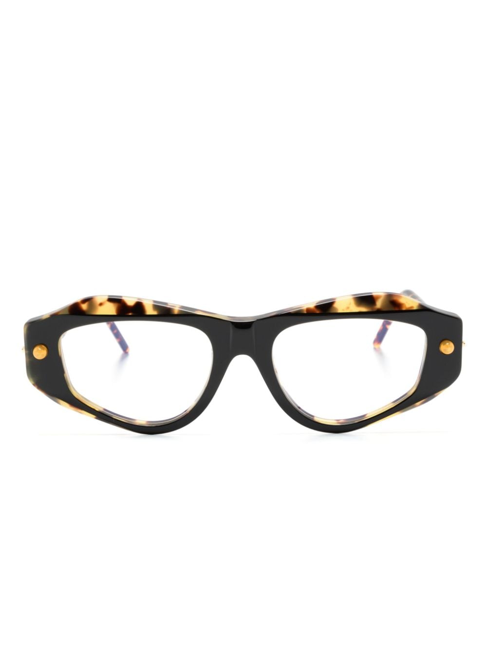 Kuboraum P15 geometric-frame glasses - Brown von Kuboraum