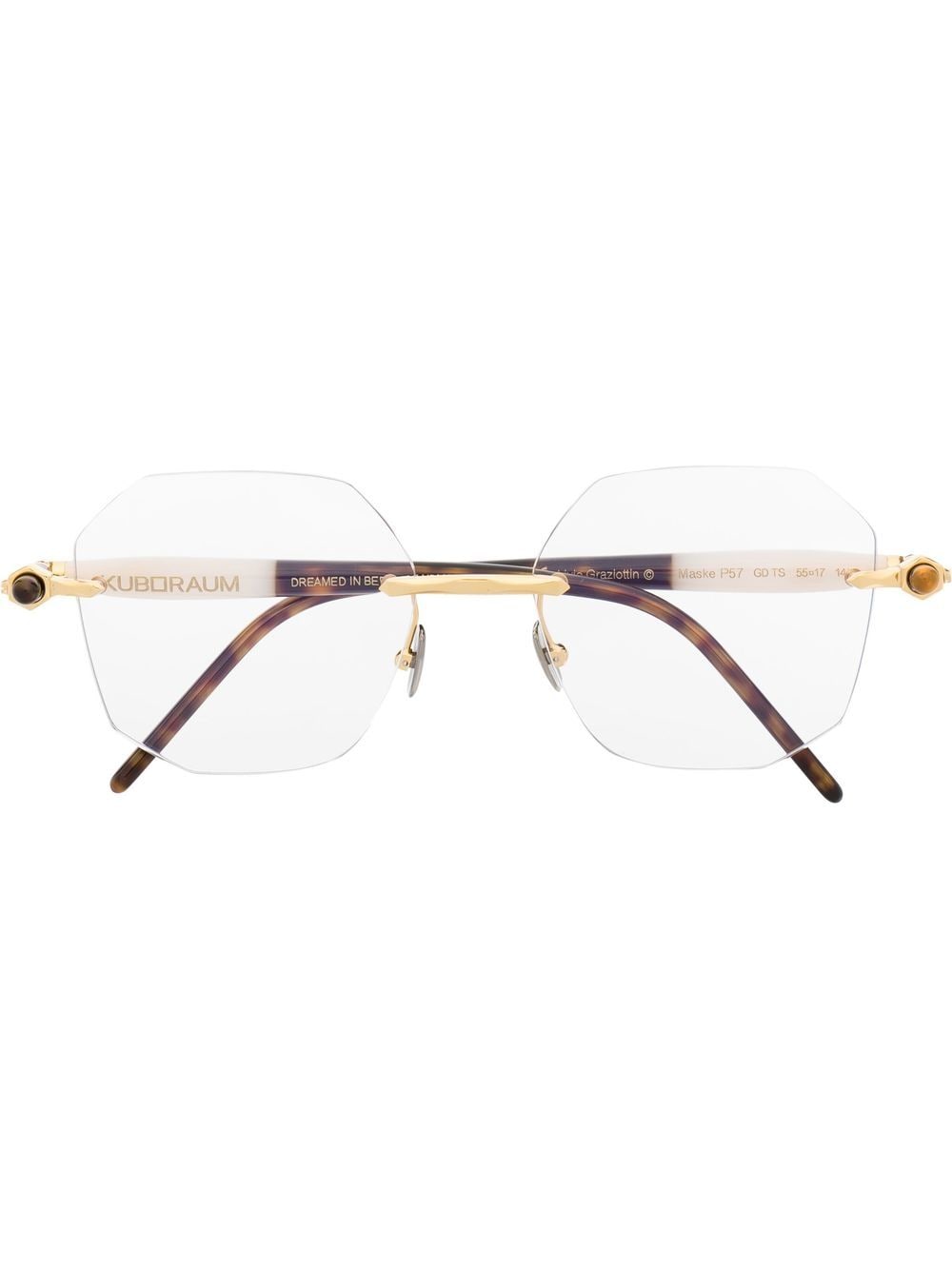 Kuboraum hexagonal logo-lettering glasses - Gold von Kuboraum