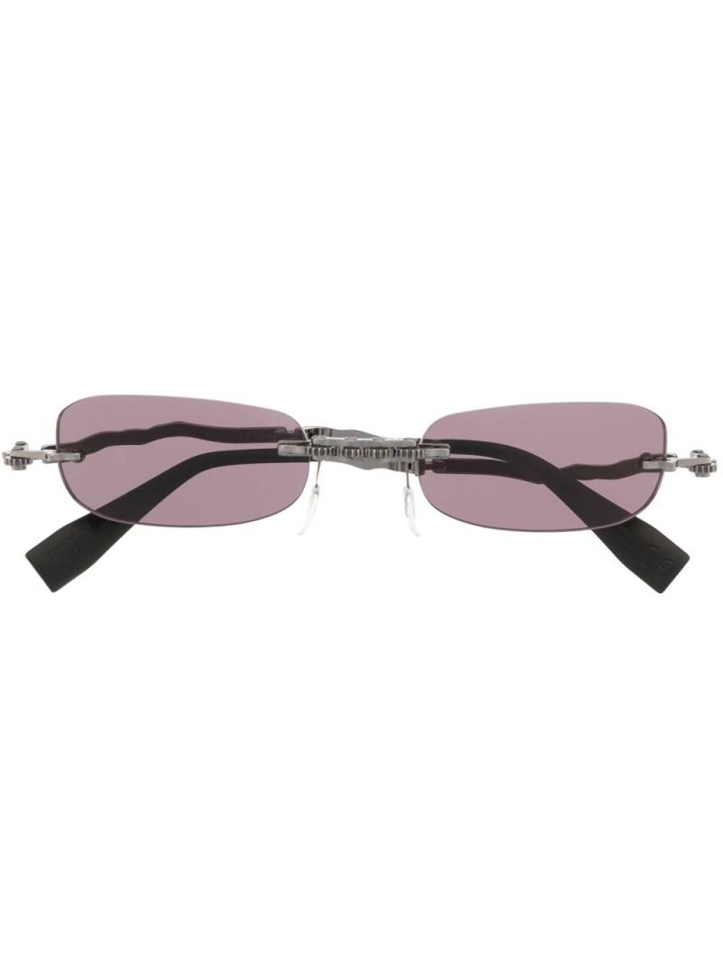 Kuboraum sculpted-arms rectangle-frame sunglasses - Silver von Kuboraum