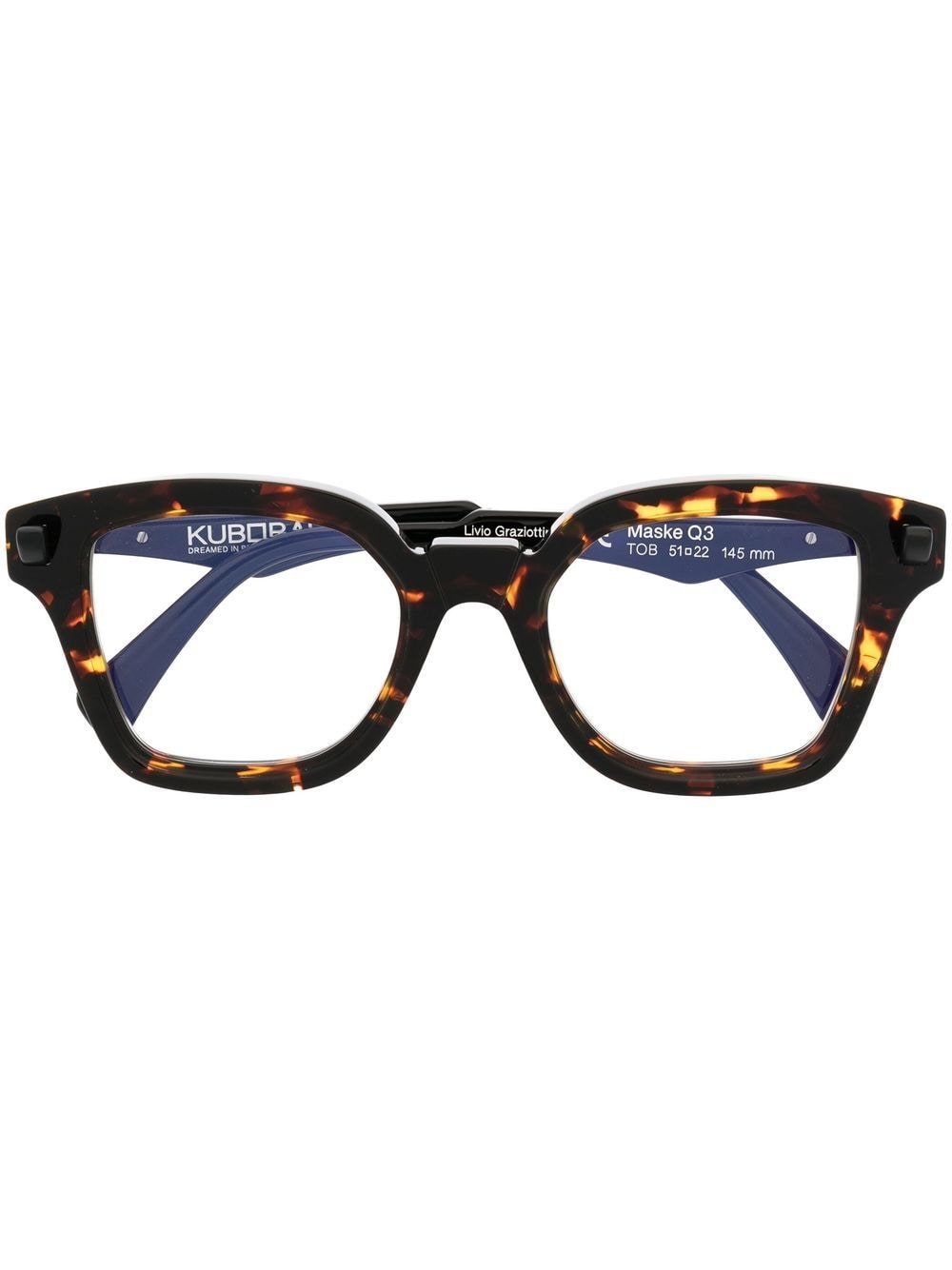 Kuboraum tortoiseshell-effect square-frame glasses - Brown von Kuboraum