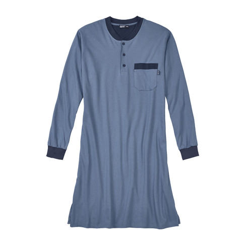 Herrennachthemd aus reiner Bio-Baumwolle, stahlblau XL von Kumpf
