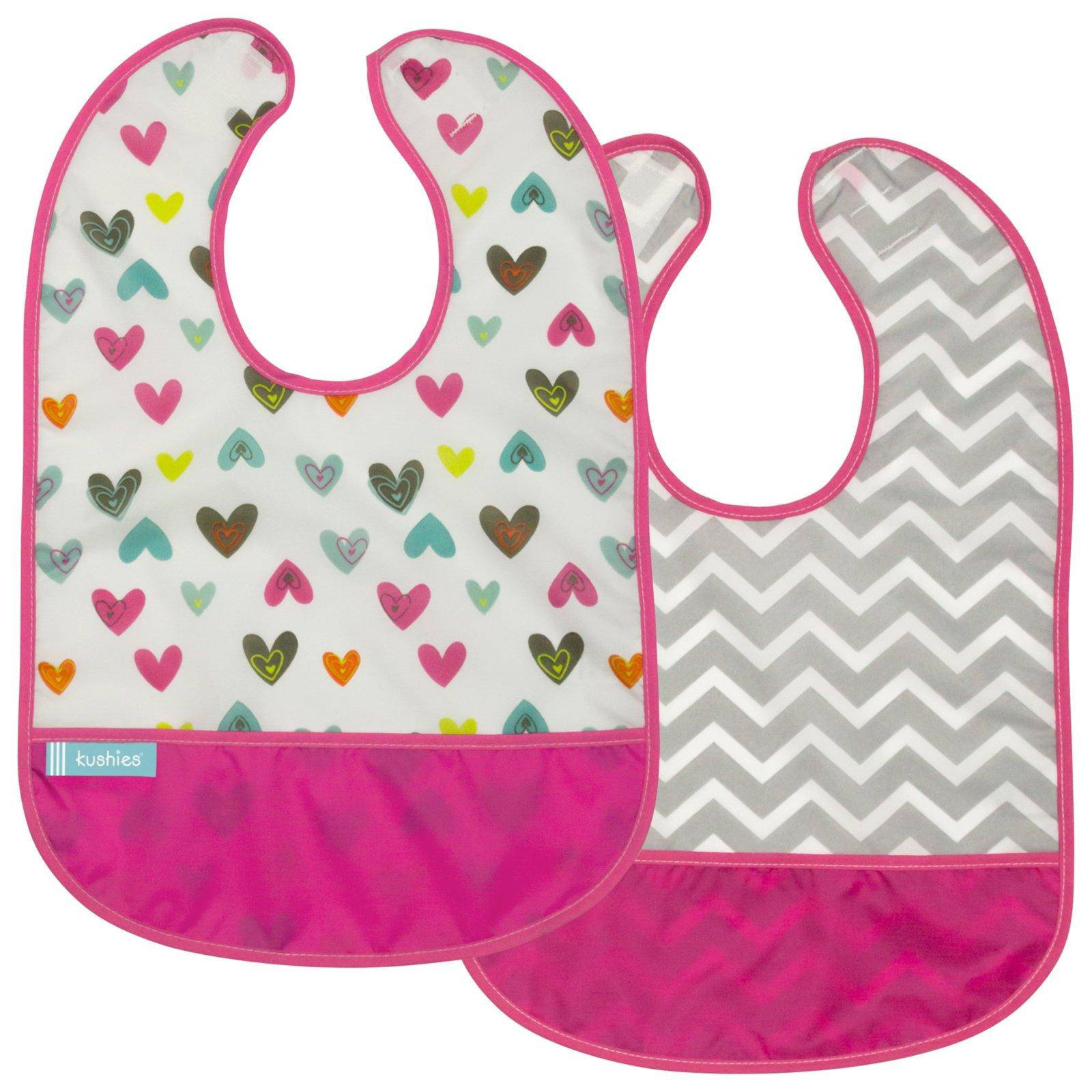 Lätzchen Ohne Ärmel Cleanbib Herz & Chevron Unisex Multicolor ONE SIZE von Kushies