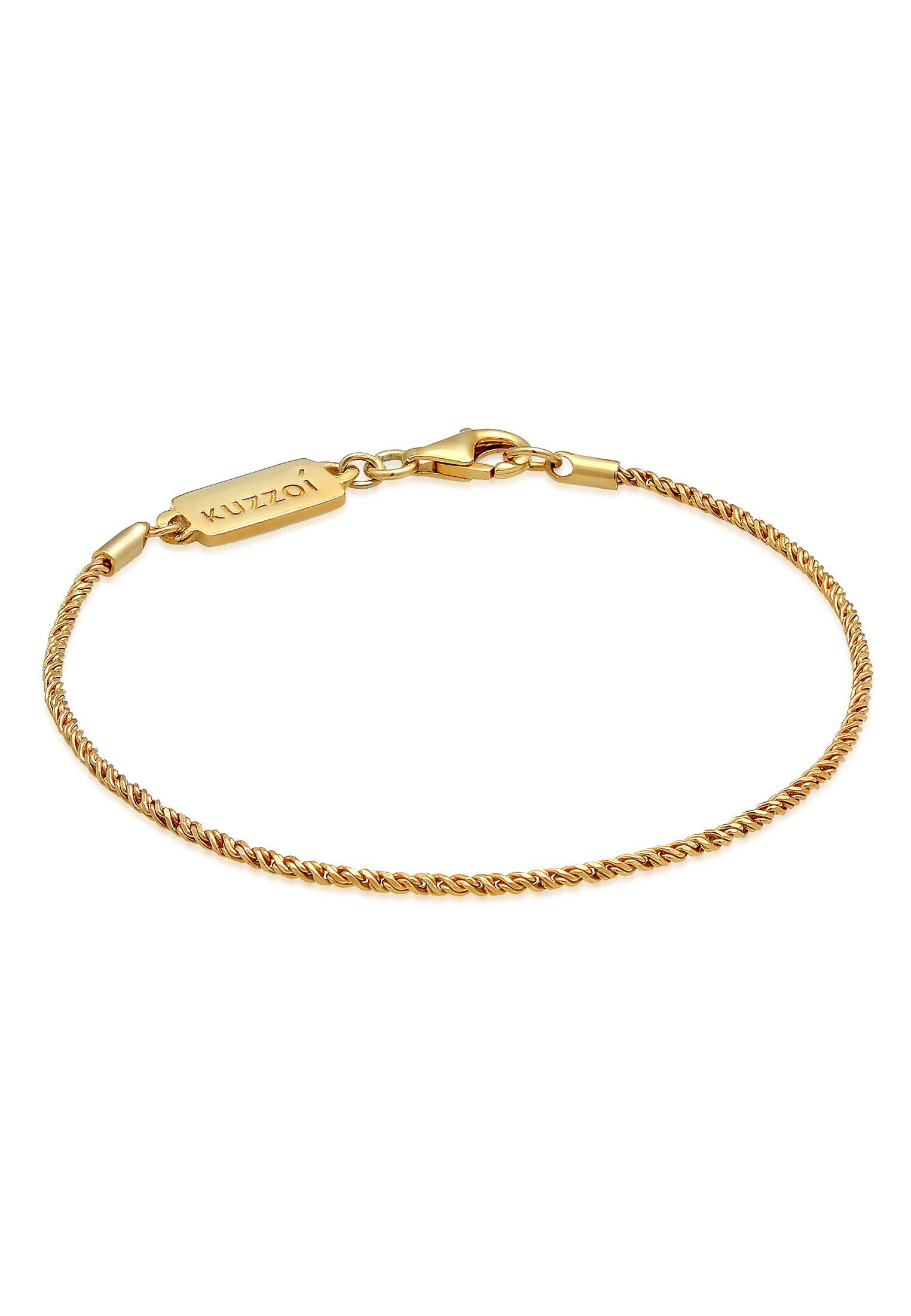 Armband Basic Kordelkette Gedreht 925 Silber Damen Gold 19cm von Kuzzoi