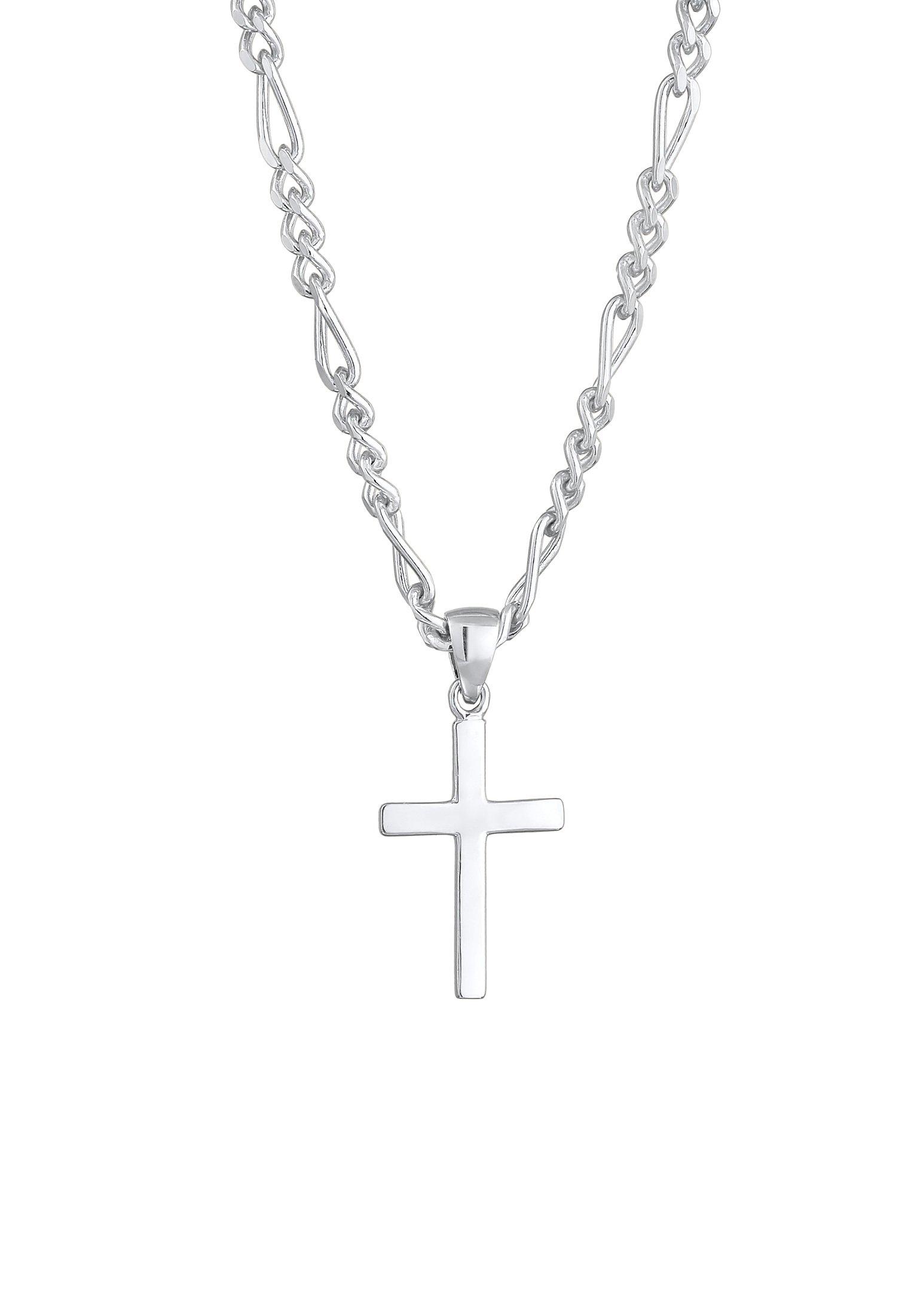 Halskette Figarokette Kreuz 925 Silber Damen Silber 60 cm von Kuzzoi
