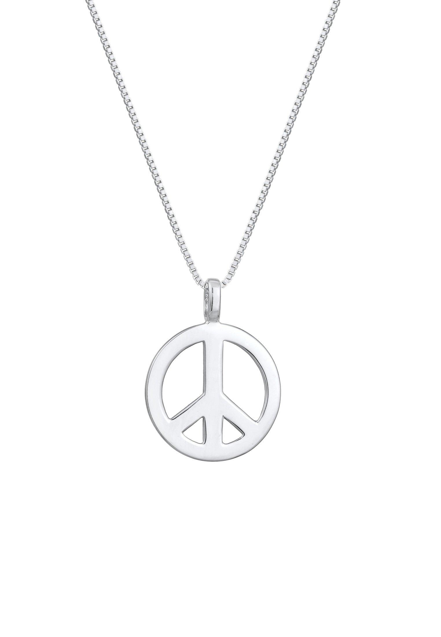Halskette Peace Frieden Massiv 925 Silber Damen Silber 60 cm von Kuzzoi