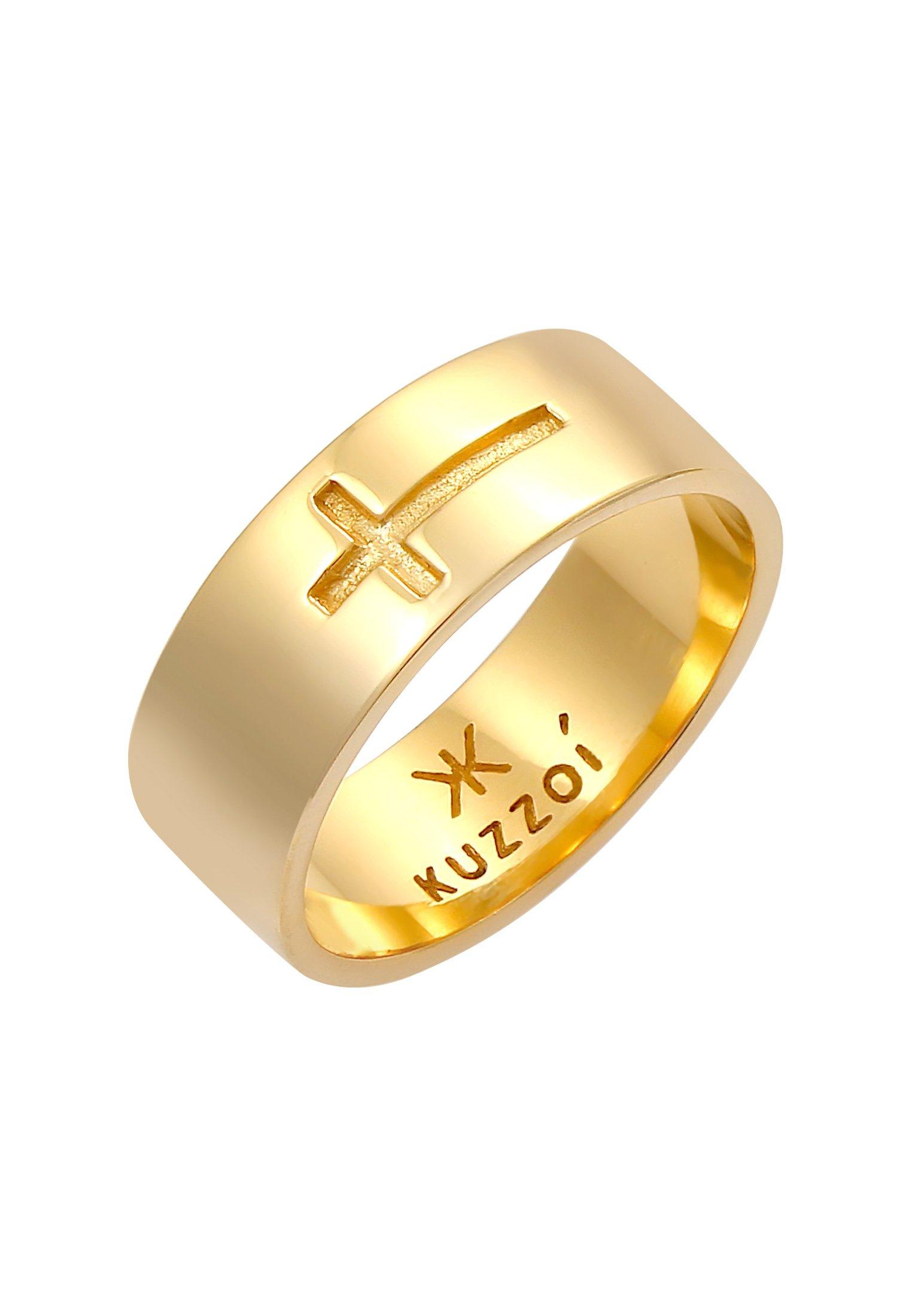 Ring Bandring Glanz Kreuz Glaube Damen Gold 62mm von Kuzzoi