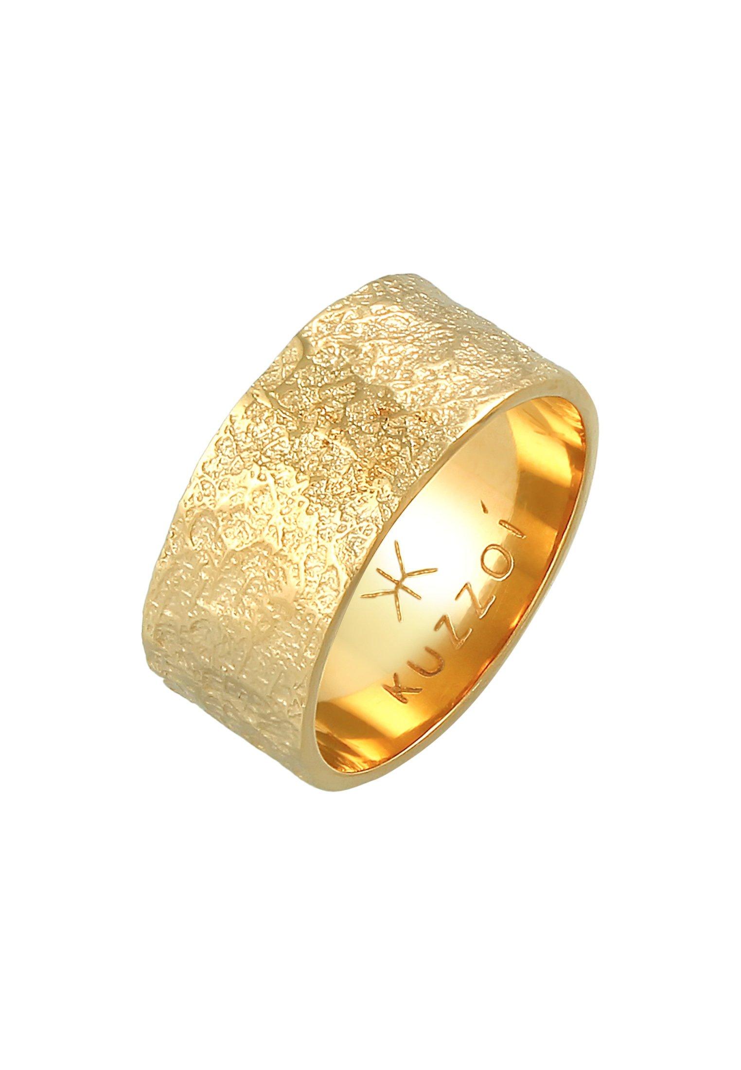 Ring Bandring Organic Struktur 925 Silber Damen Gold 54mm von Kuzzoi