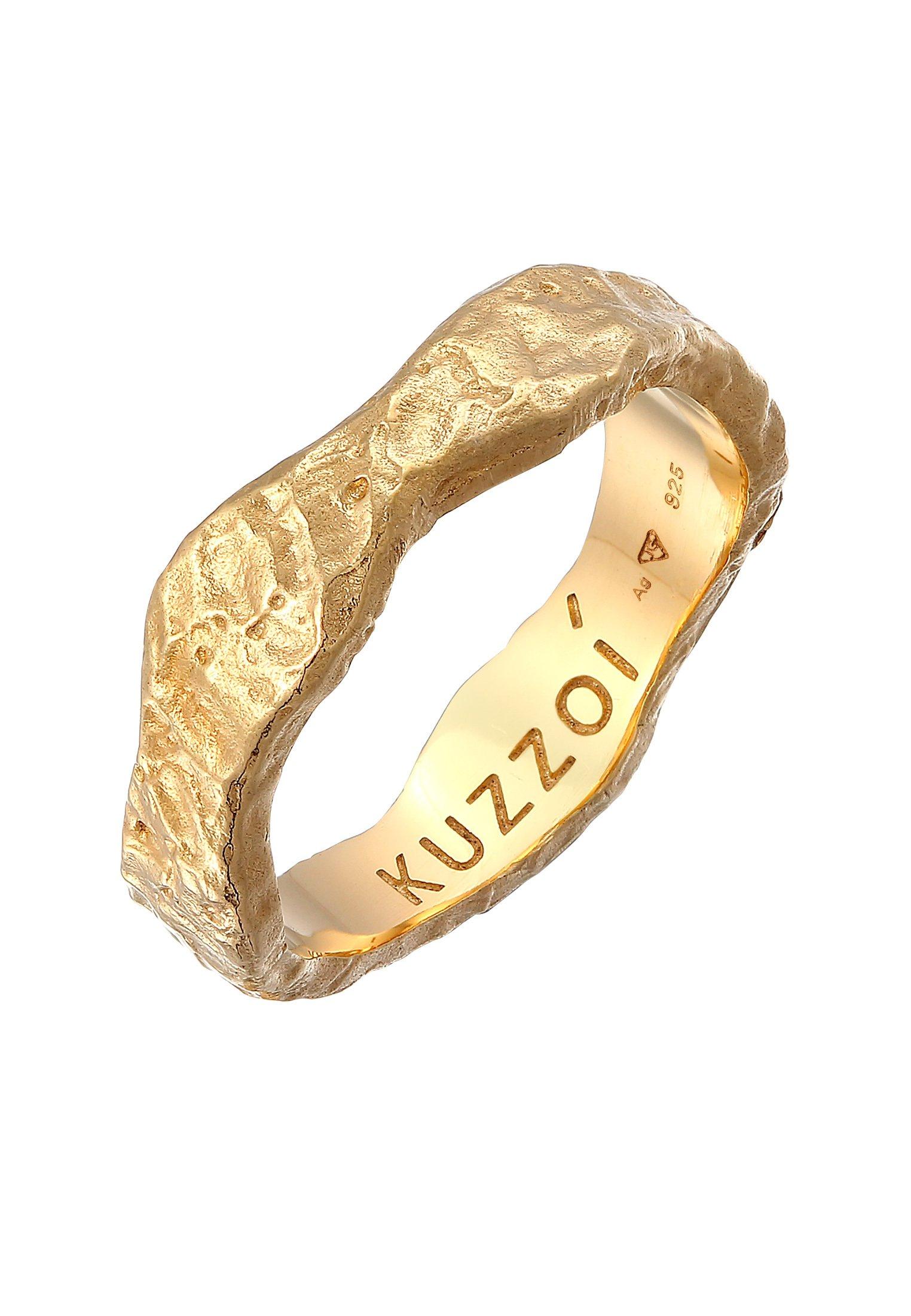 Ring Bandring Organic Struktur 925 Silber Damen Gold 62mm von Kuzzoi