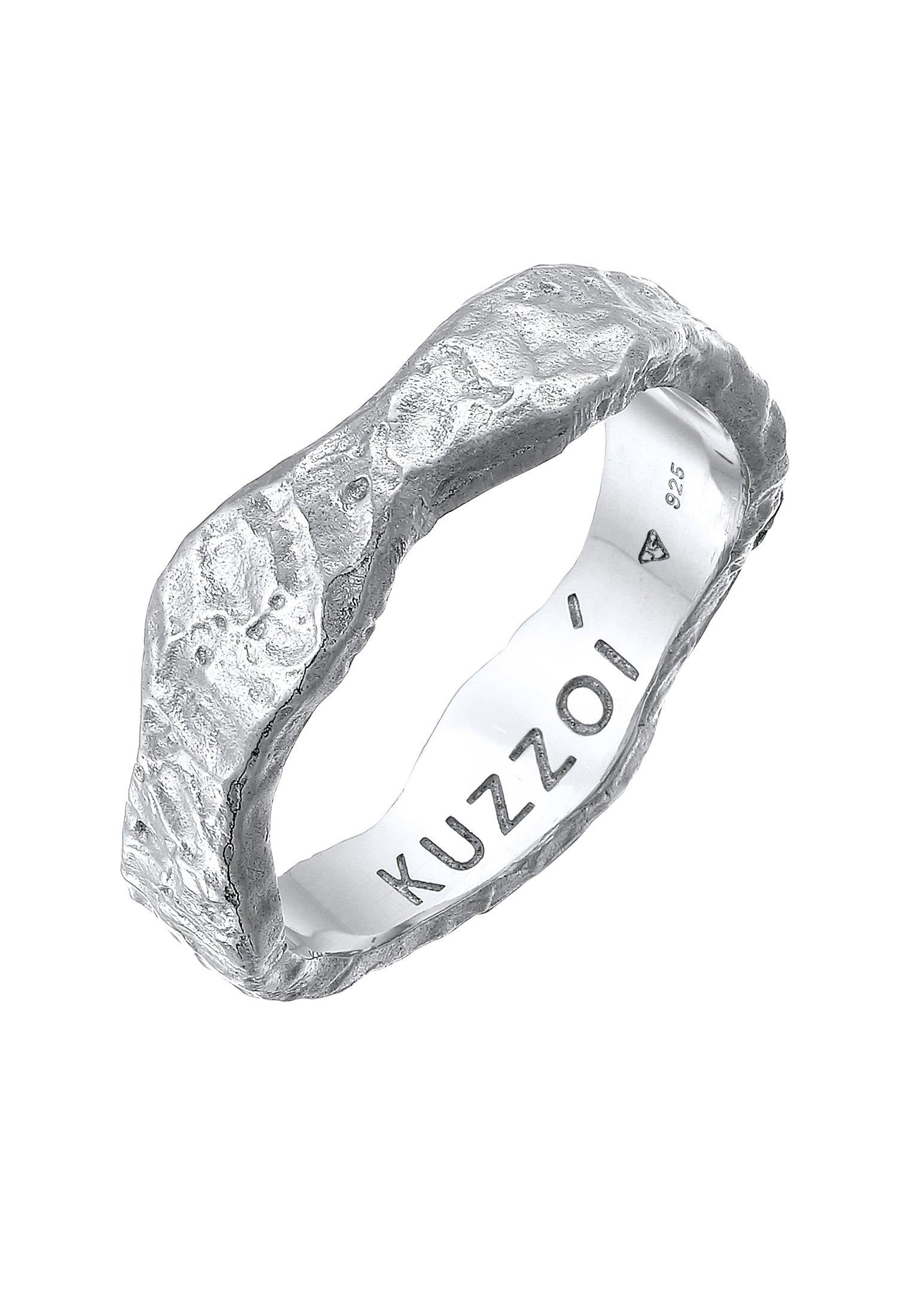 Ring Bandring Organic Struktur 925 Silber Damen Silber 60mm von Kuzzoi