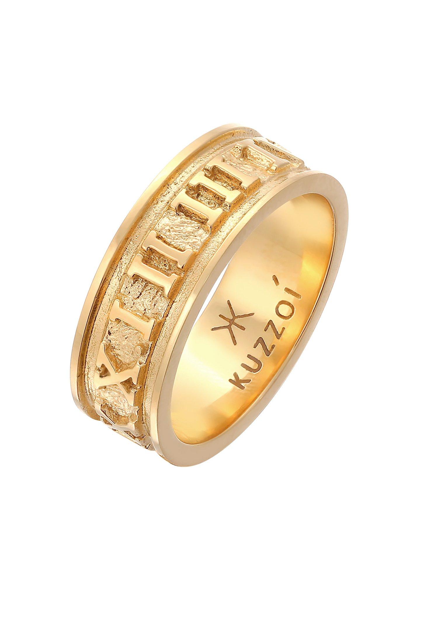 Ring Bandring Römische Zahlen 925 Silber Damen Gold 58mm von Kuzzoi