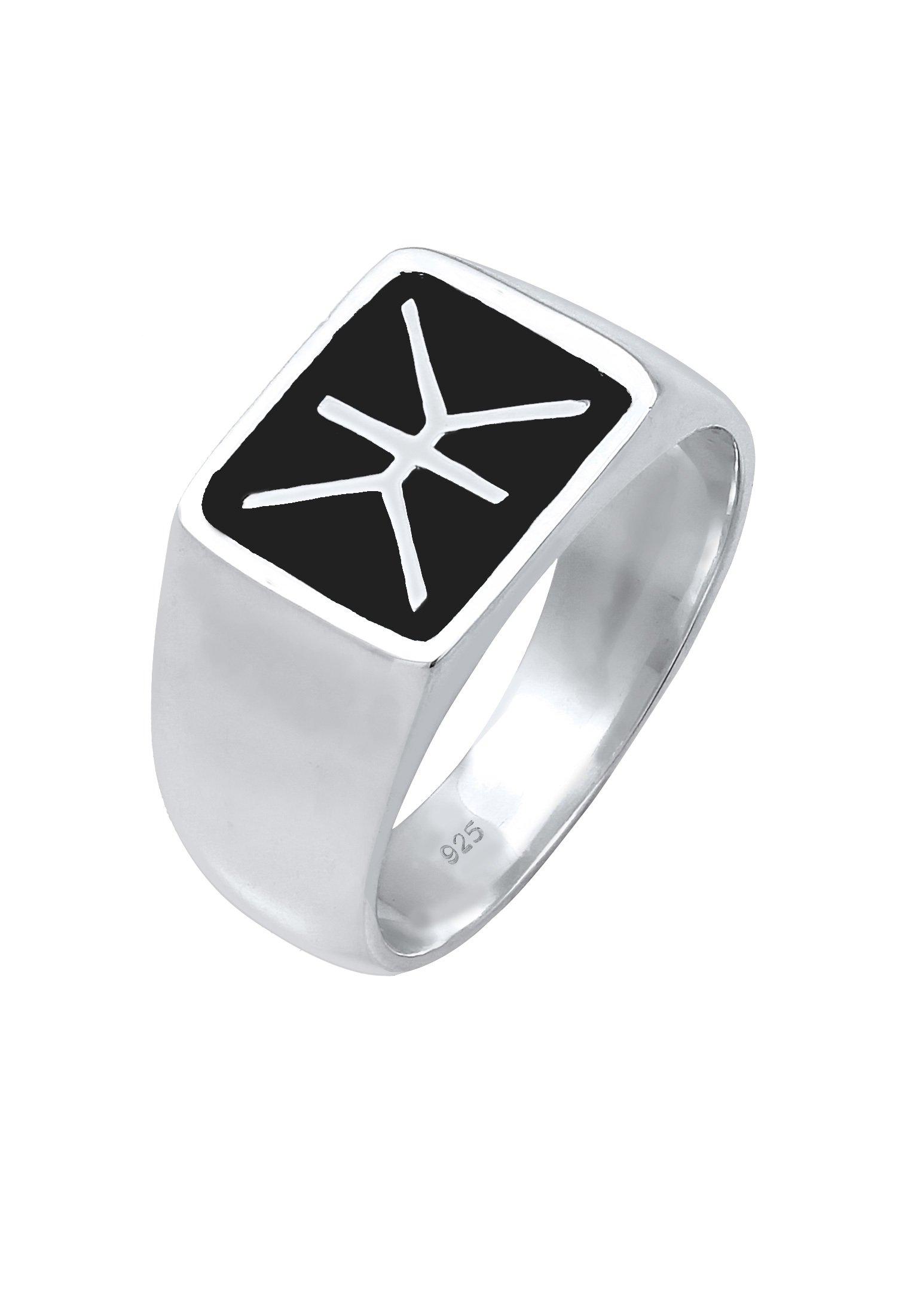 Ring Siegelring Emaille Logo Basic Damen Silber 62mm von Kuzzoi