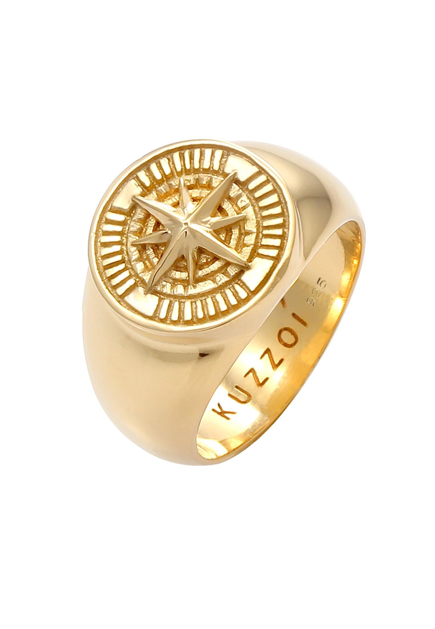 Ring Siegelring Kompass Maritim 925 Silber Damen Gold 62mm von Kuzzoi