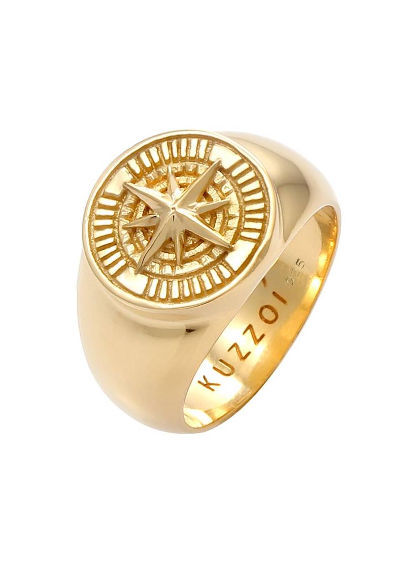 Ring Siegelring Kompass Maritim 925 Silber Damen Gold 66mm von Kuzzoi