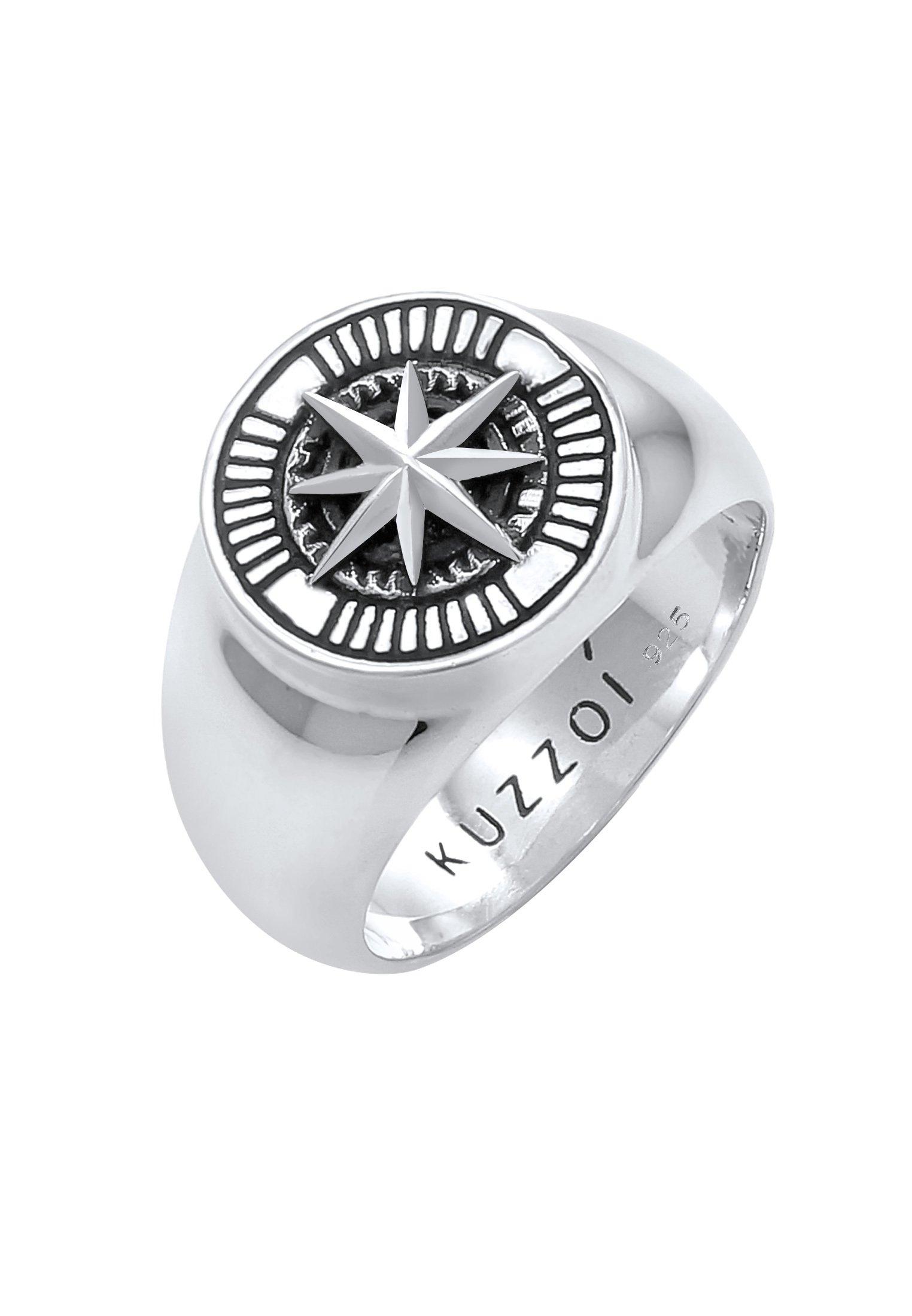 Ring Siegelring Kompass Maritim 925 Silber Damen Silber 62mm von Kuzzoi