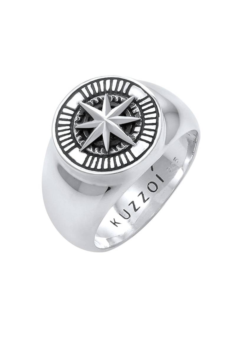 Ring Siegelring Kompass Maritim 925 Silber Damen Silber 64mm von Kuzzoi