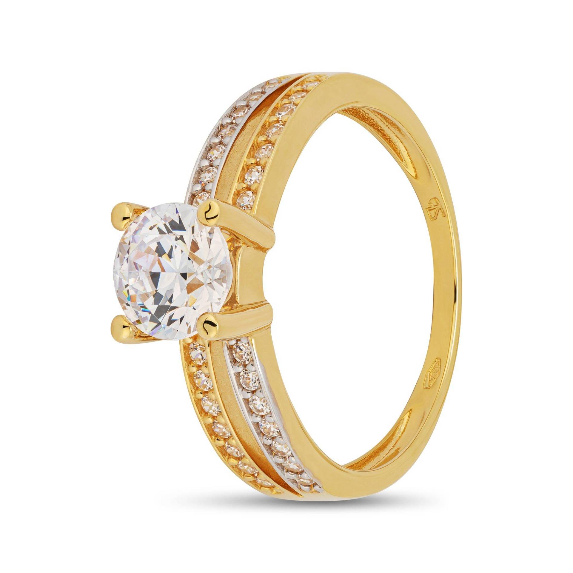 Ring Mit Zirkonia Damen Zweifarbig 52 von L' Atelier Gold 18 Karat by Manor