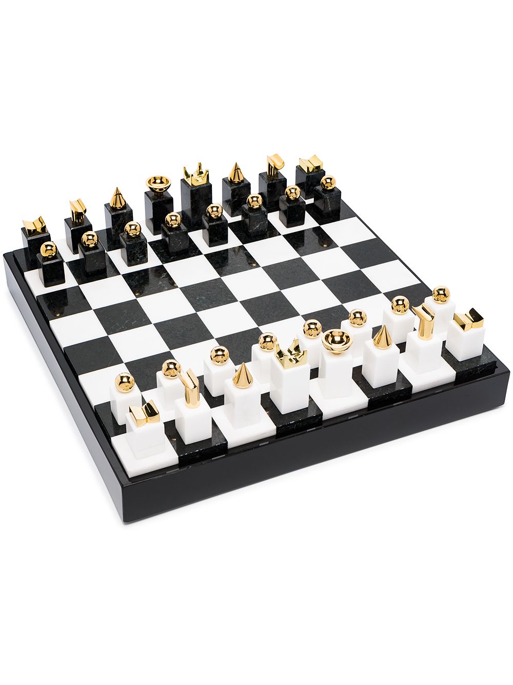 L'Objet 24kt gold stone chess set - Black von L'Objet