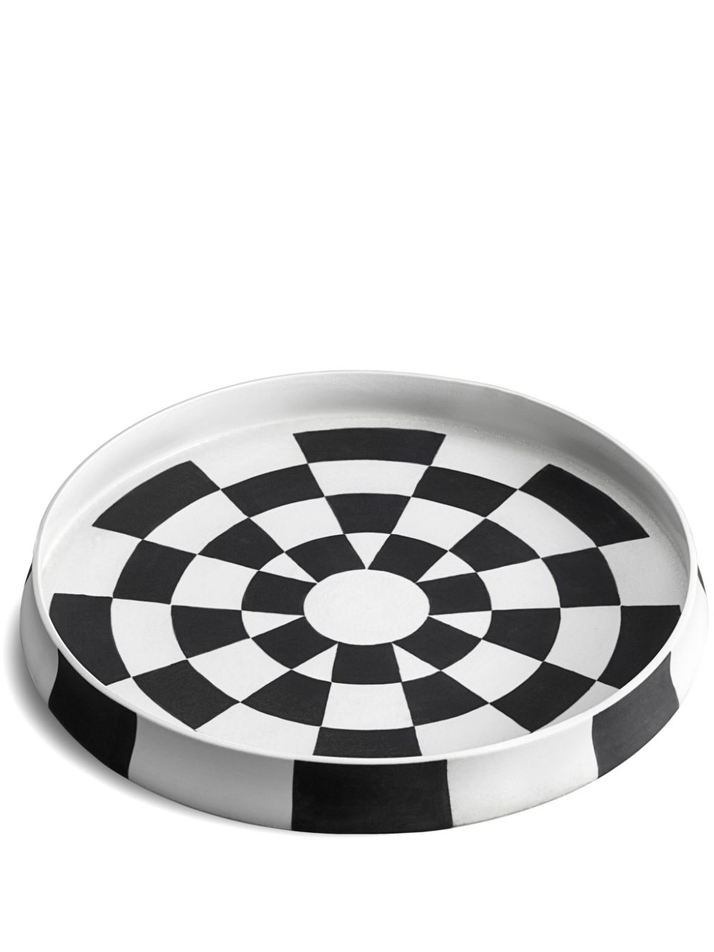 L'Objet Damier porcelain round platter (42cm) - Black von L'Objet