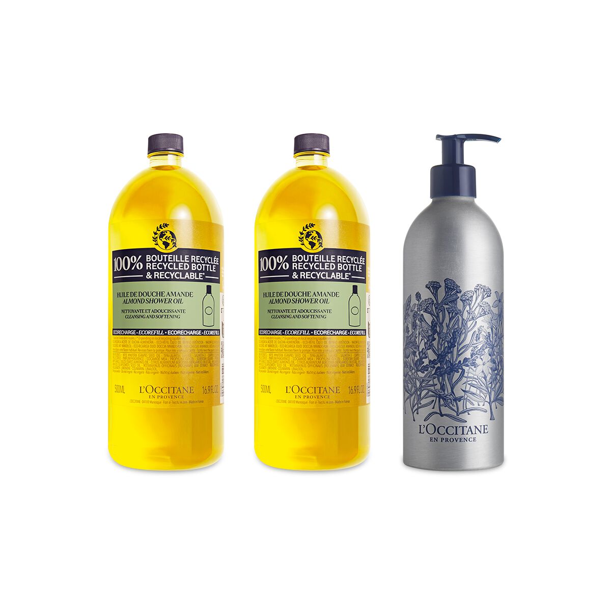 Trio recharges Huile de Douche Amande et sa bouteille en aluminum - L'Occitane en Provence Trio recharges Huile de Douche Amande et sa bouteille en aluminum - L'Occitane en Provence von L'Occitane en Provence