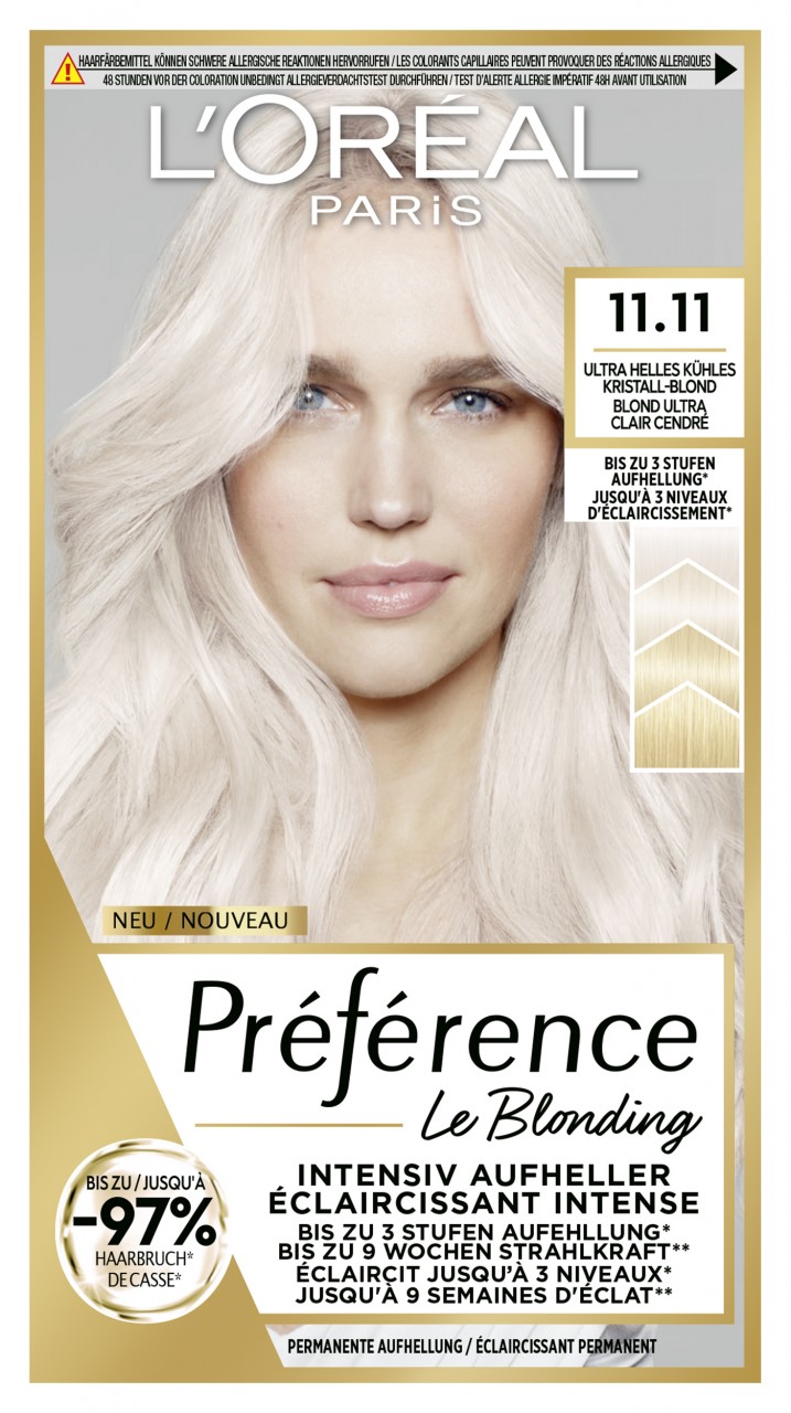 L'Oreal Preference - Préférence Le Blonding 11.11 Ultra-helles Kühles Kristall-blond/blond Ultra Cl L'Oreal Preference - Préférence Le Blonding 11.11 Ultra-helles Kühles Kristall-blond/blond Ultra Cl von L'Oréal Paris