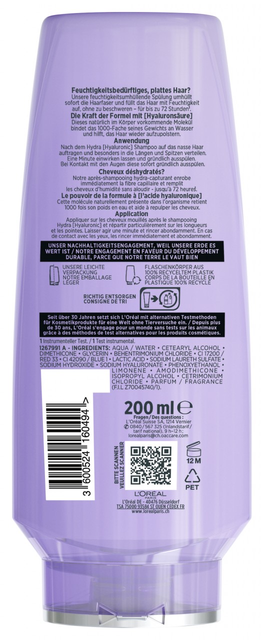 LOréal Elseve Haircare - Hydra Hyaluronic 72h Feuchtigkeits-versiegelnde Spülung von L'Oréal Paris