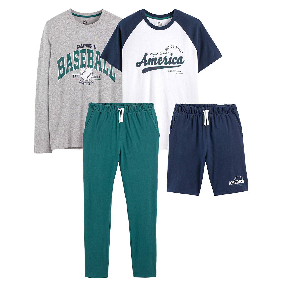 Set aus Pyjama und Kurzpyjama im Campus-Style von LA REDOUTE COLLECTIONS