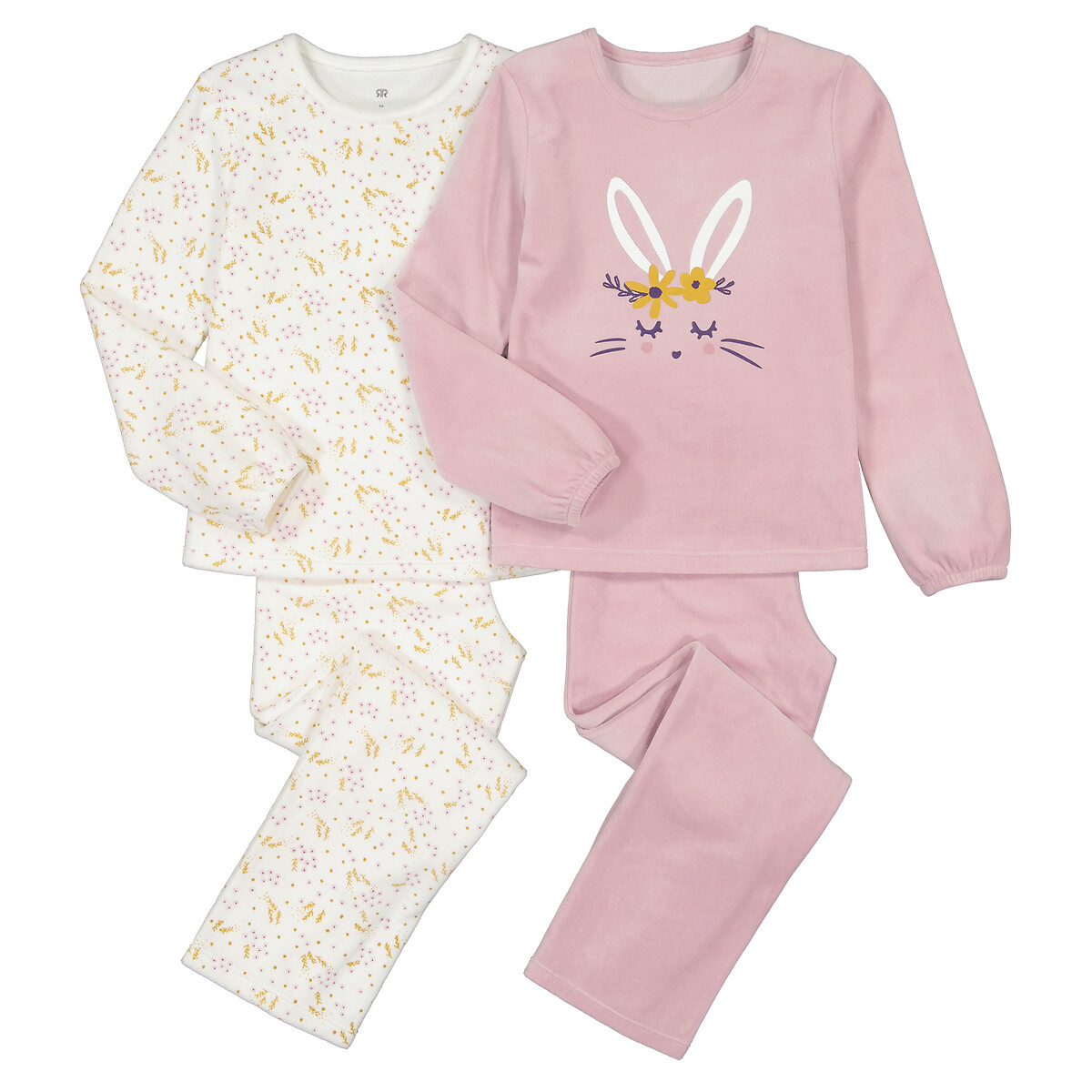 2er-Pack Pyjamas, Samt, Hase von LA REDOUTE COLLECTIONS