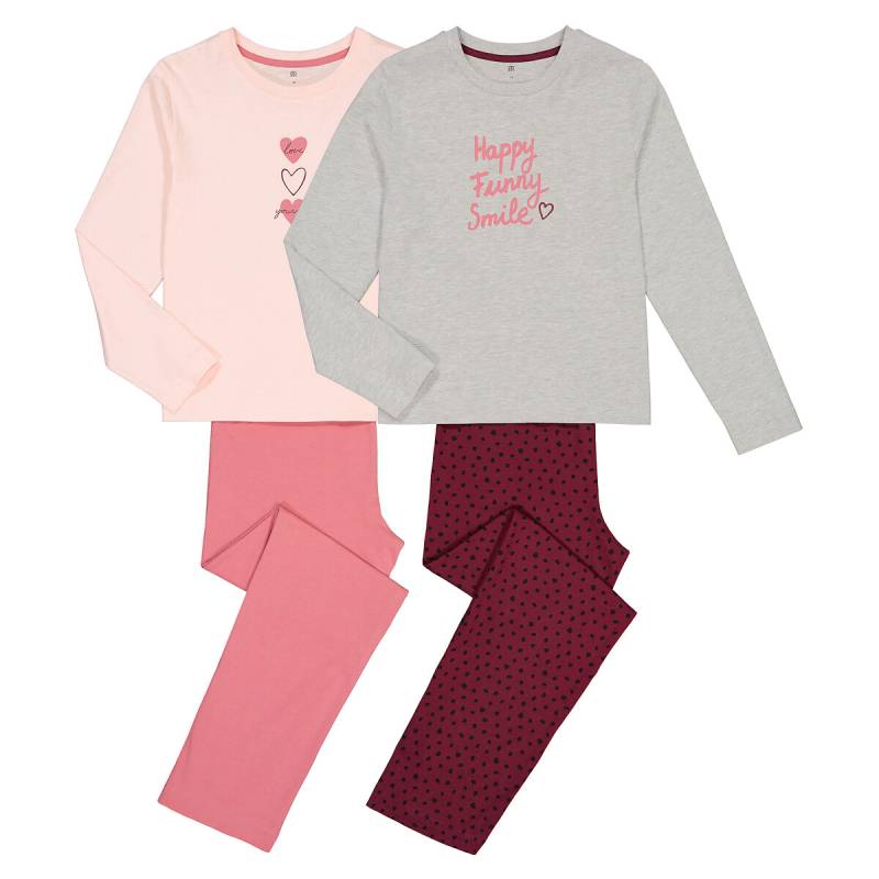 2er-Pack Pyjamas, Baumwolle, Herzen/Messageprint von LA REDOUTE COLLECTIONS