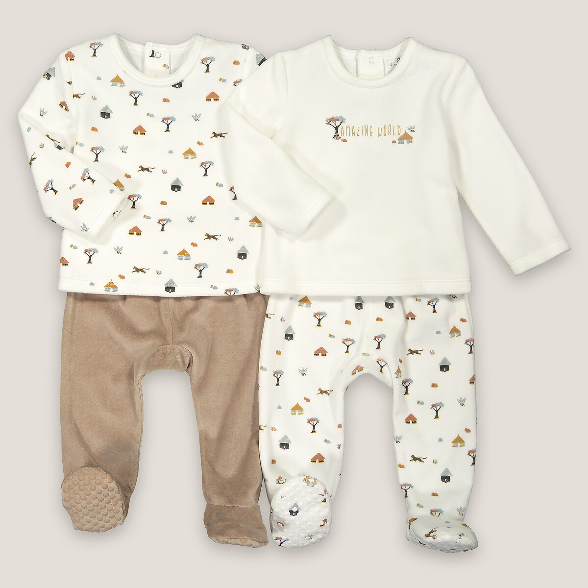 2er-Pack Samt-Pyjamas von LA REDOUTE COLLECTIONS